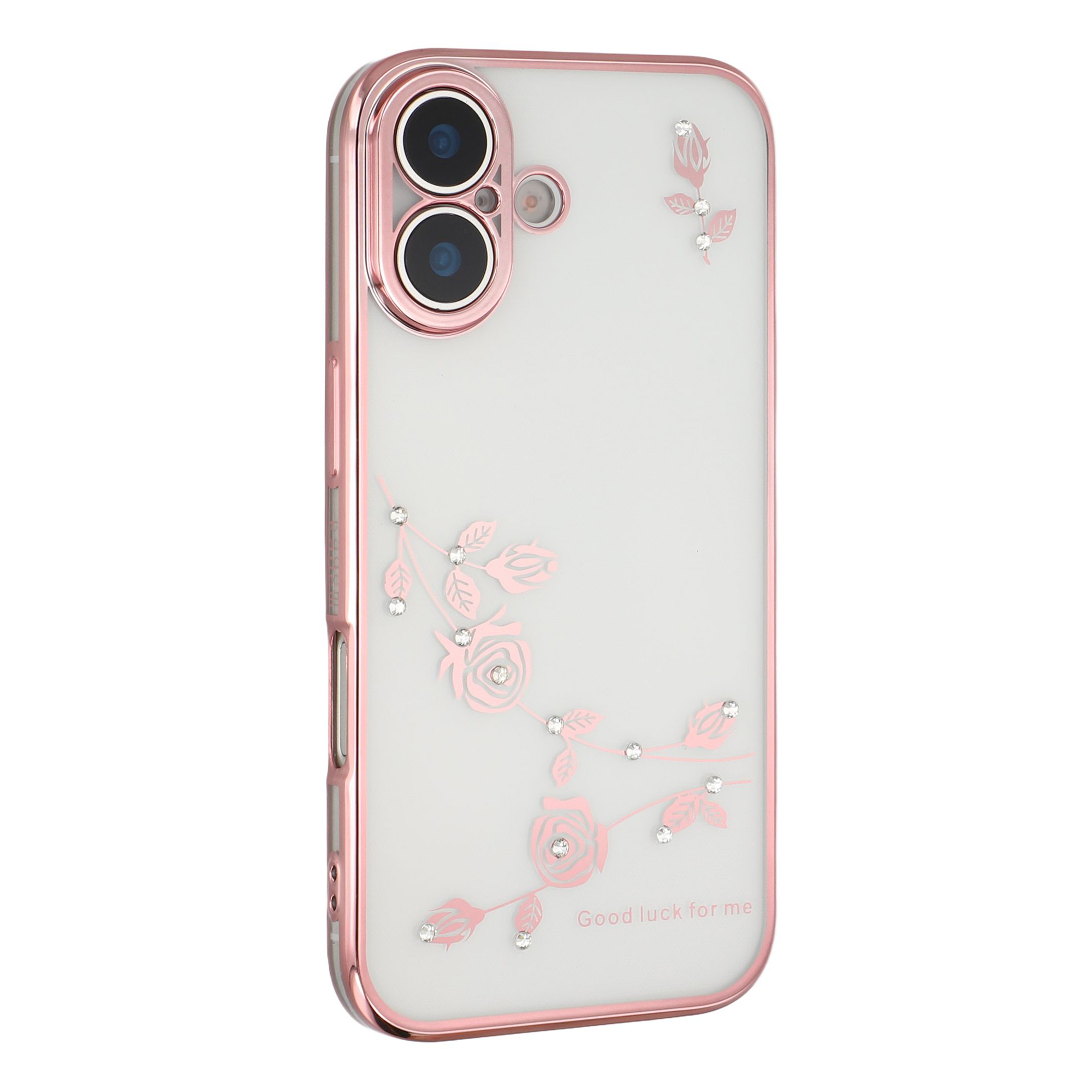 KADEM For iPhone 17 Case Flower Rhinestone Decor TPU Phone Cover - Rose Gold