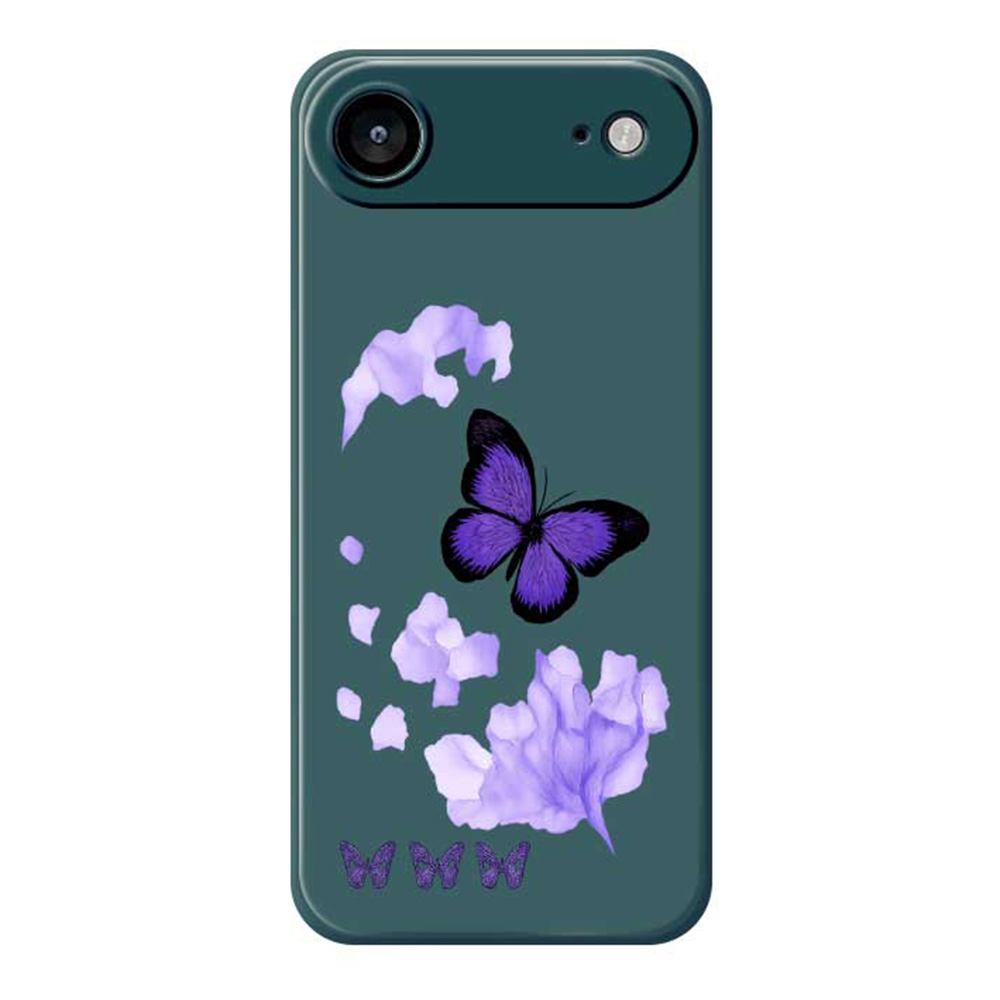 For iPhone Air Case Purple Butterfly Pattern Printing Straight Edge TPU Phone Back Cover - Green