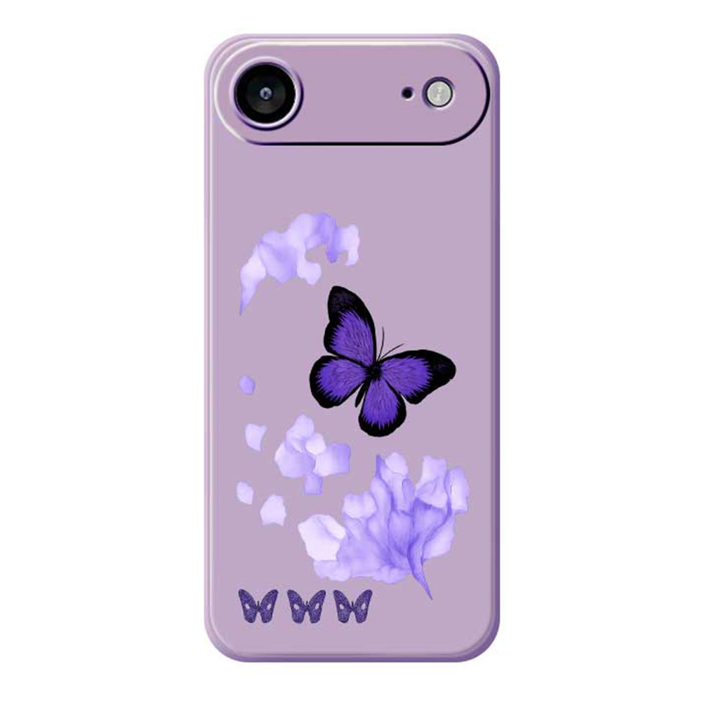 For iPhone Air Case Purple Butterfly Pattern Printing Straight Edge TPU Phone Back Cover - Purple