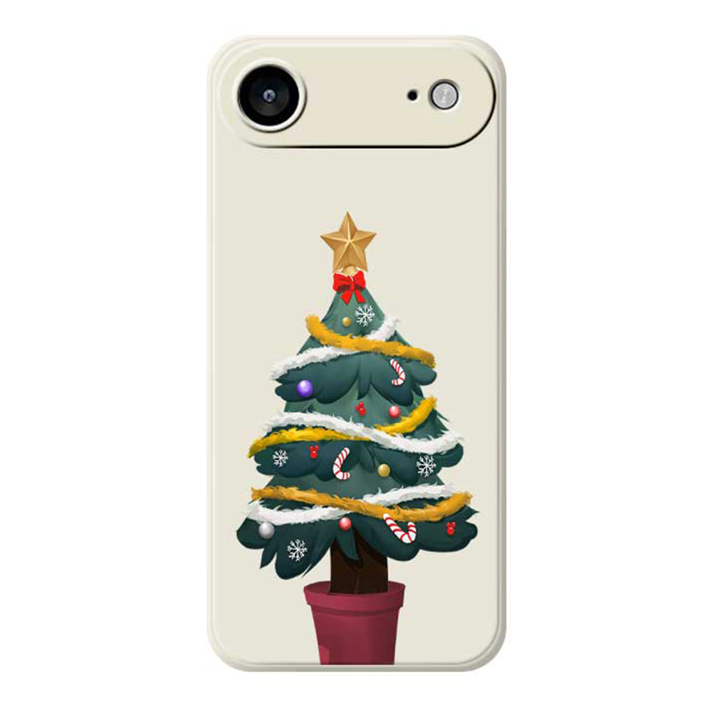 For iPhone Air Case Christmas Tree Potted Plants Pattern Printing Straight Edge TPU Phone Back Cover - Beige