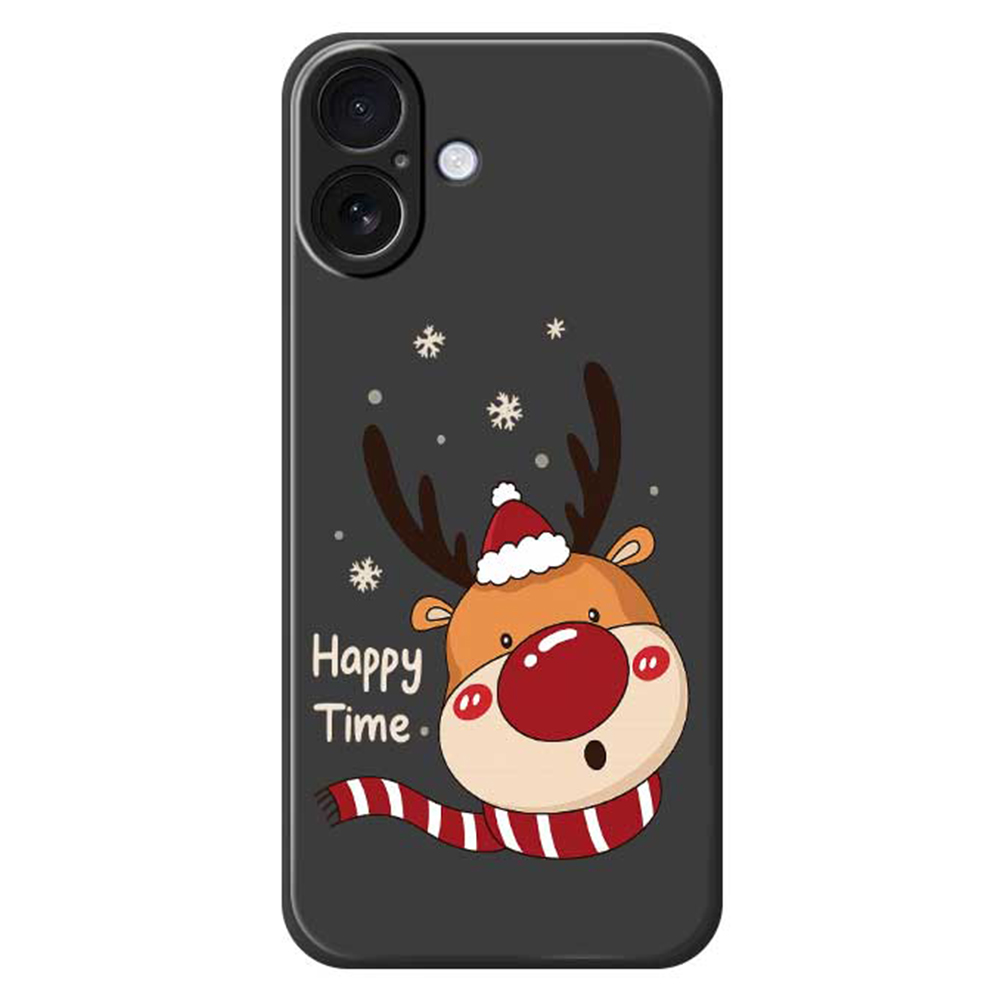 For iPhone 17 Case Deer Head Pattern Printing Straight Edge TPU Phone Back Cover - Black