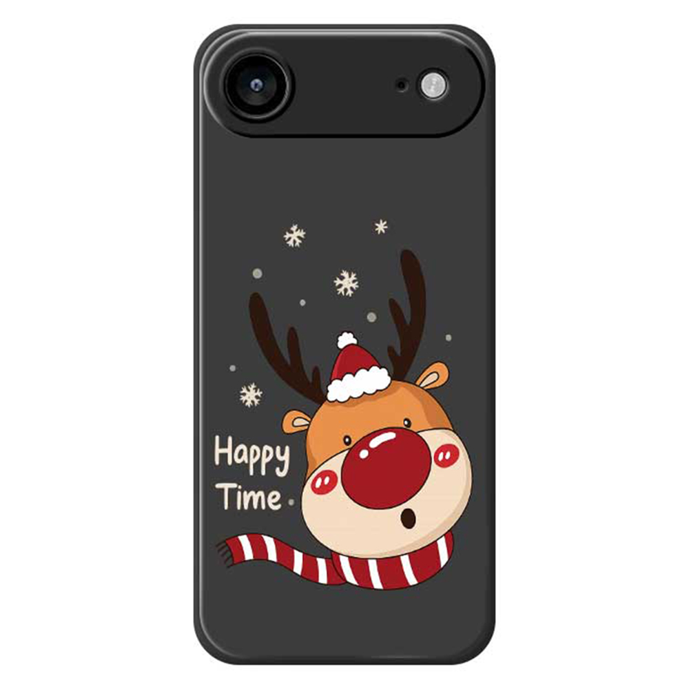 For iPhone Air Case Deer Head Pattern Printing Straight Edge TPU Phone Back Cover - Black