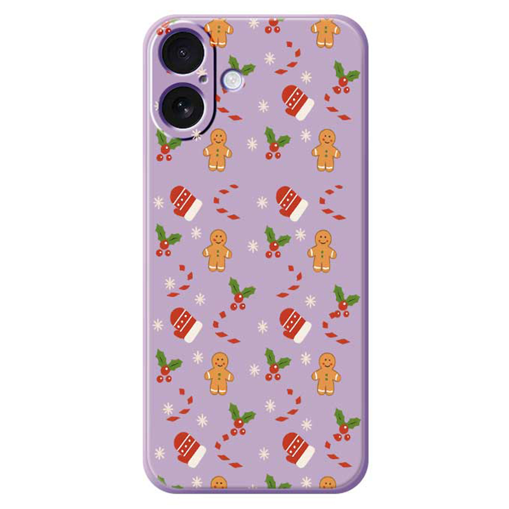 For iPhone 17 Case Gingerbread Gloves Pattern Printing Straight Edge TPU Phone Back Cover - Purple