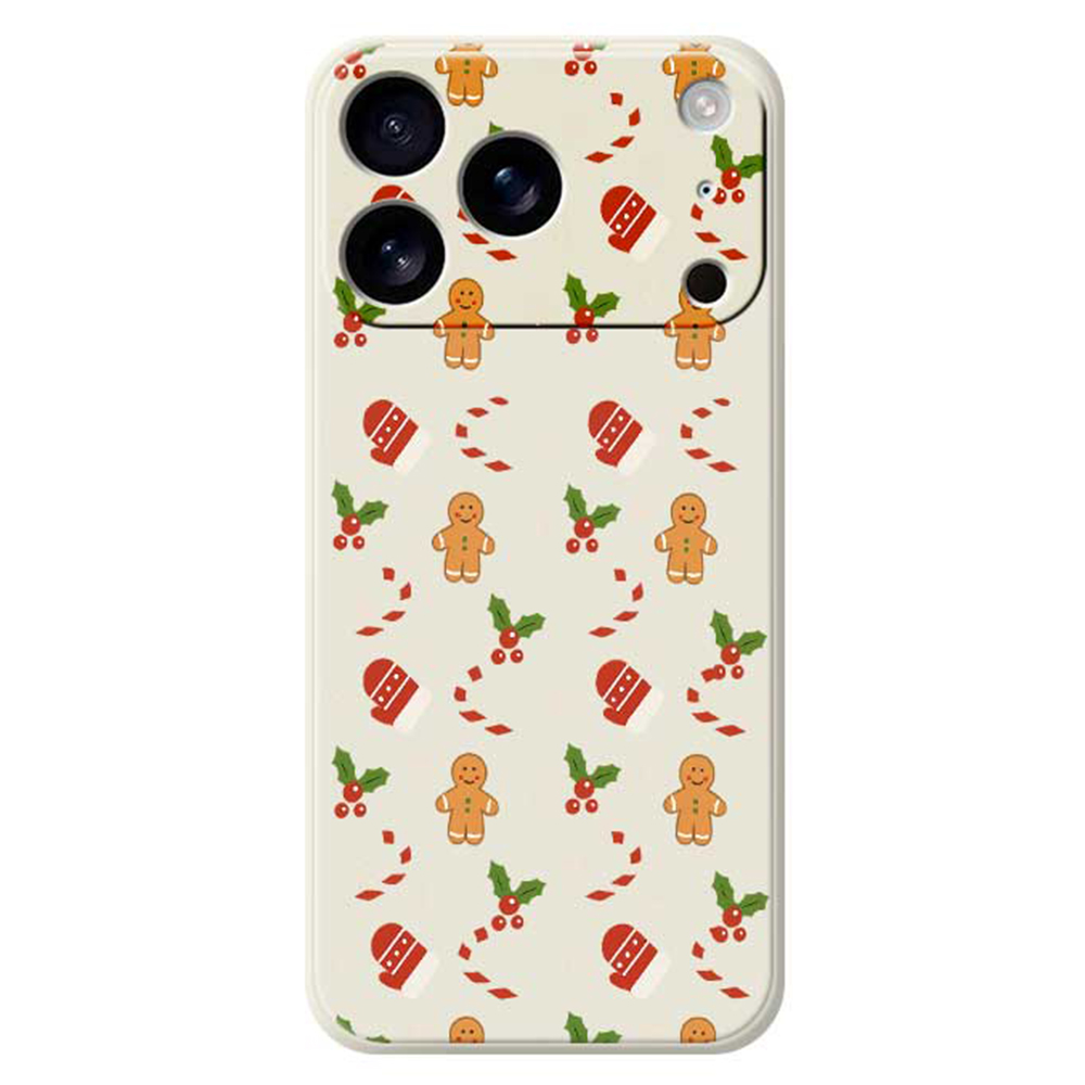For iPhone 17 Pro Case Gingerbread Gloves Pattern Printing Straight Edge TPU Phone Back Cover - Beige