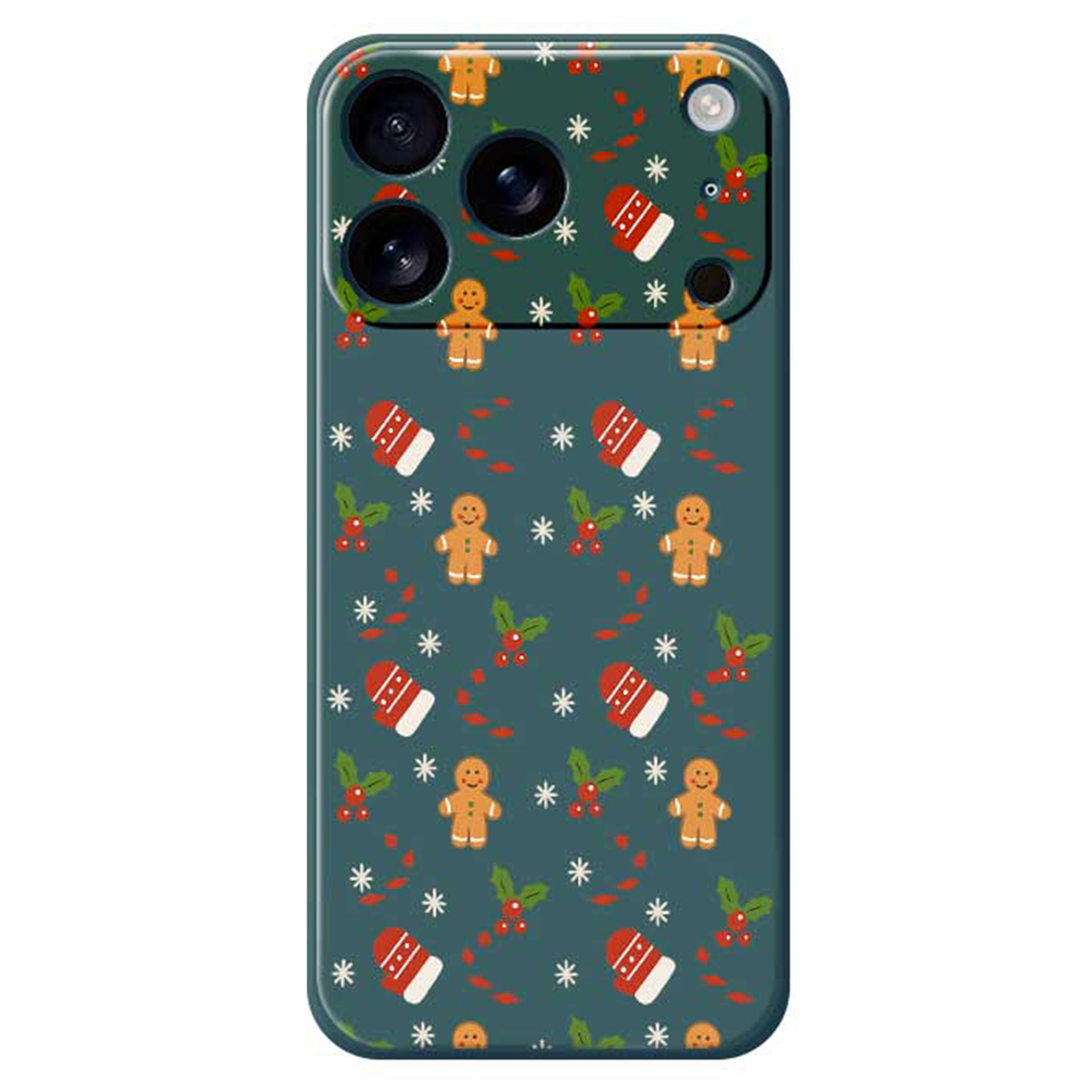 For iPhone 17 Pro Case Gingerbread Gloves Pattern Printing Straight Edge TPU Phone Back Cover - Green