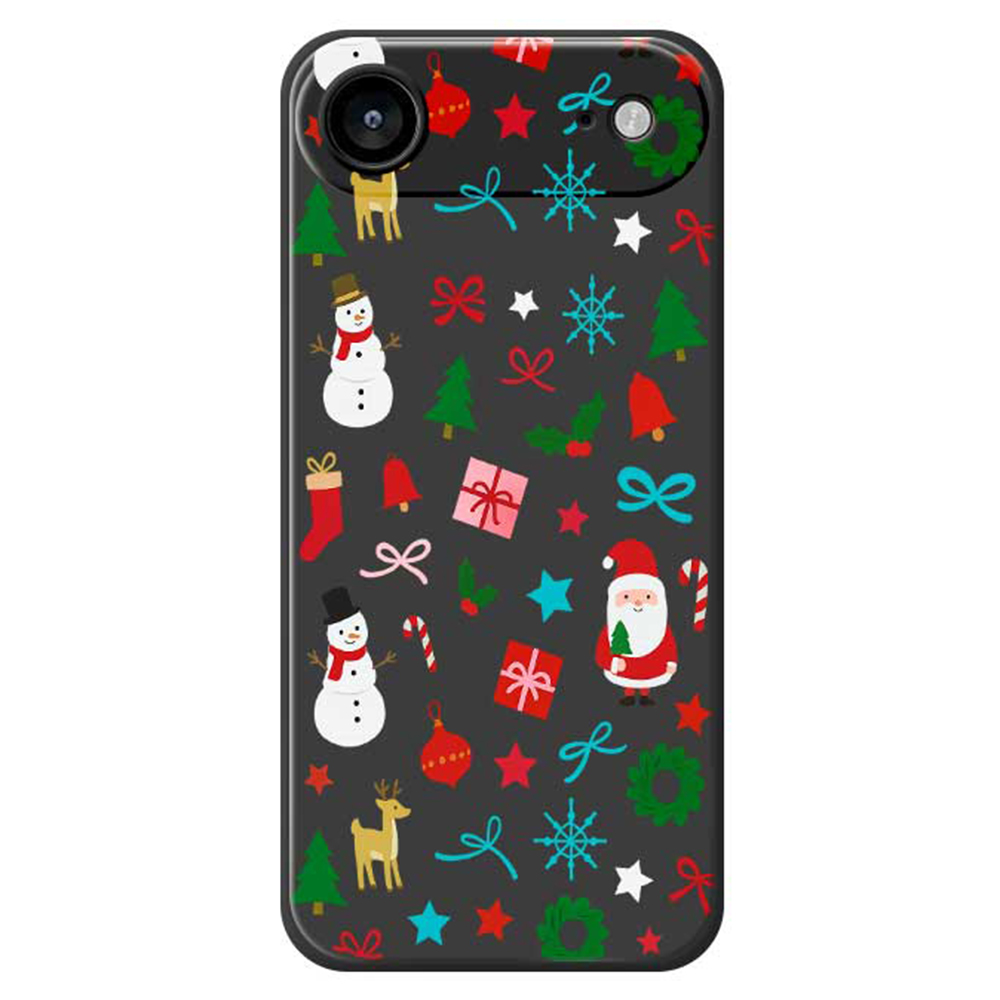 For iPhone Air Case Christmas Decorations Pattern Printing Straight Edge TPU Phone Back Cover - Black