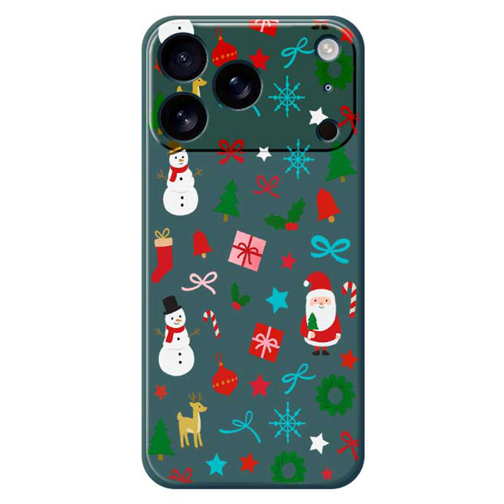 For iPhone 17 Pro Case Christmas Decorations Pattern Printing Straight Edge TPU Phone Back Cover - Green