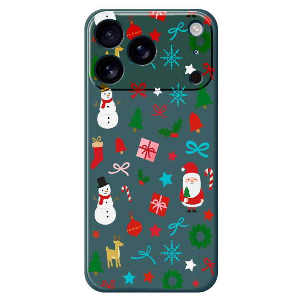 For iPhone 17 Pro Max Case Christmas Decorations Pattern Printing Straight Edge TPU Phone Back Cover - Green