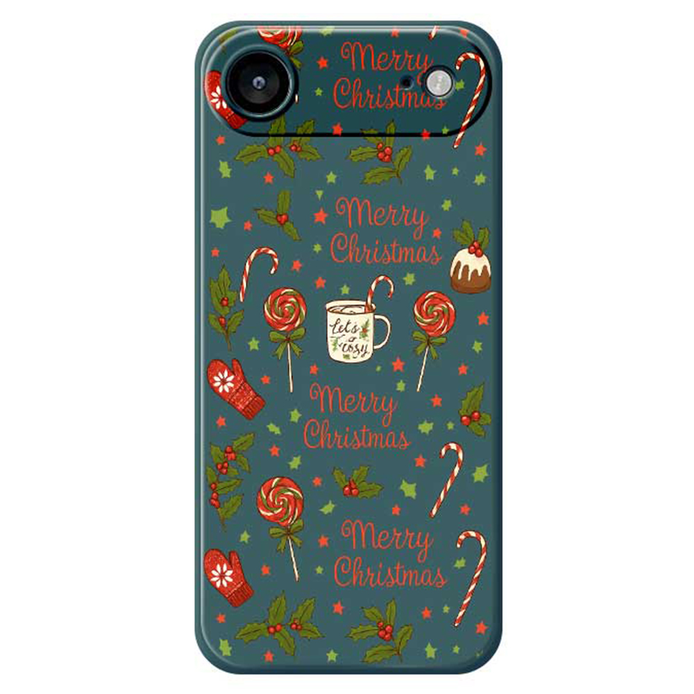 For iPhone Air Case Christmas Candy Gloves Pattern Printing Straight Edge TPU Phone Back Cover - Green