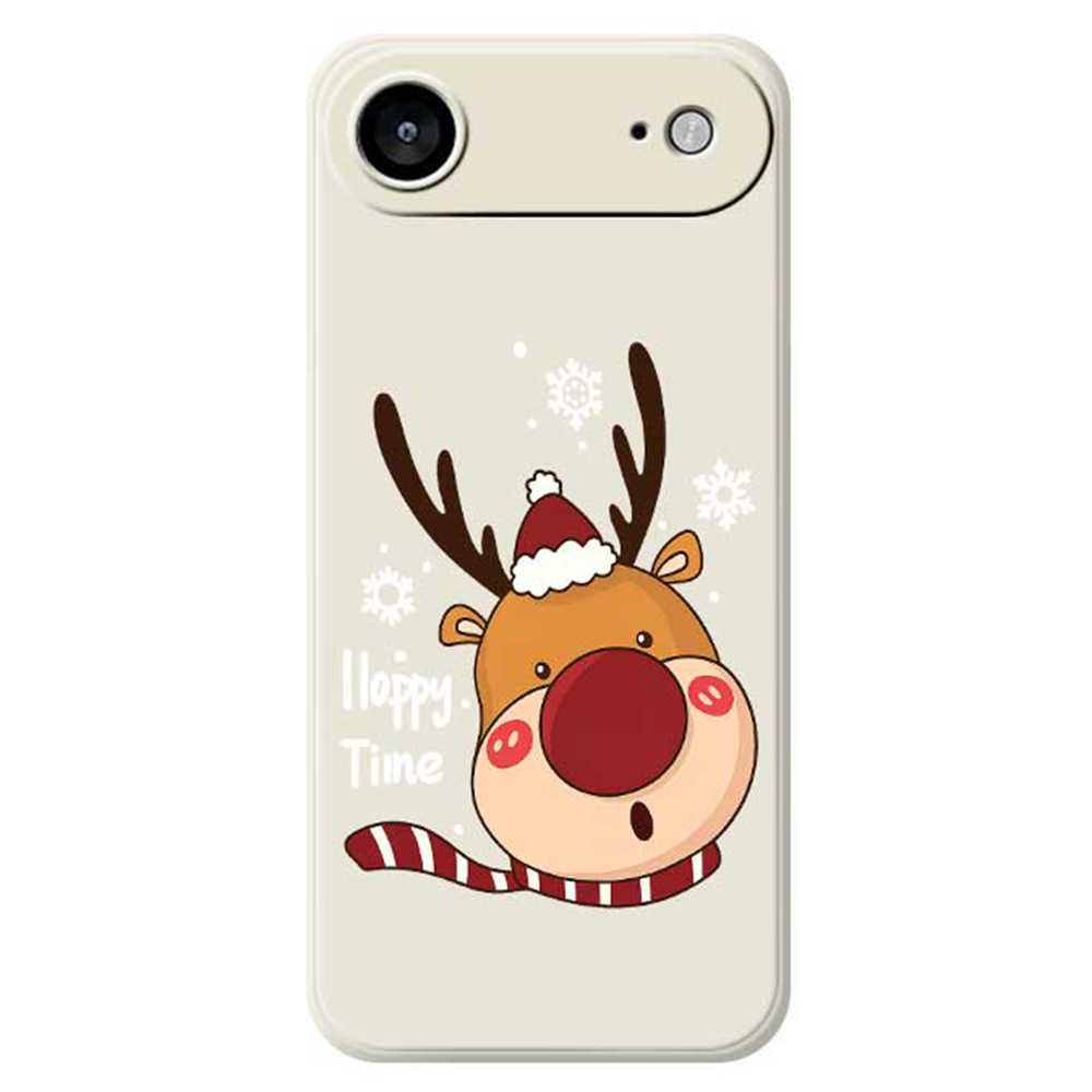 For iPhone Air Case Snowflake Deer Head Pattern Printing Straight Edge TPU Phone Back Cover - Beige