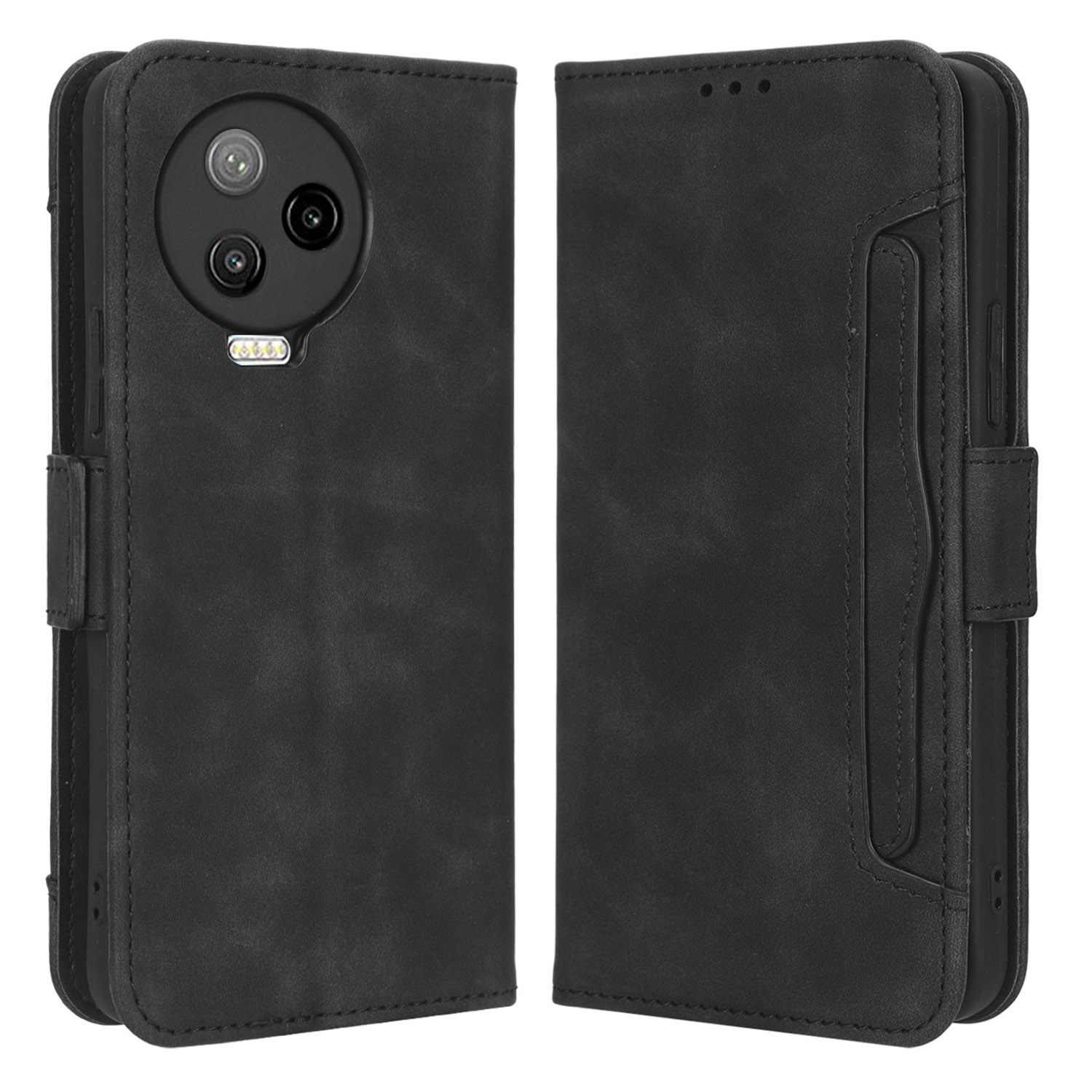 

Für Infinix Hinweis 12 Pro 4G X676B Mehrere Kartensteckplätze Anti-kratzer-pu-leder Dual Magnetic Clasp Phone Cover Stand Wallet Wallet Hülle - Schwarz, Infinix Note 12 Pro 4G