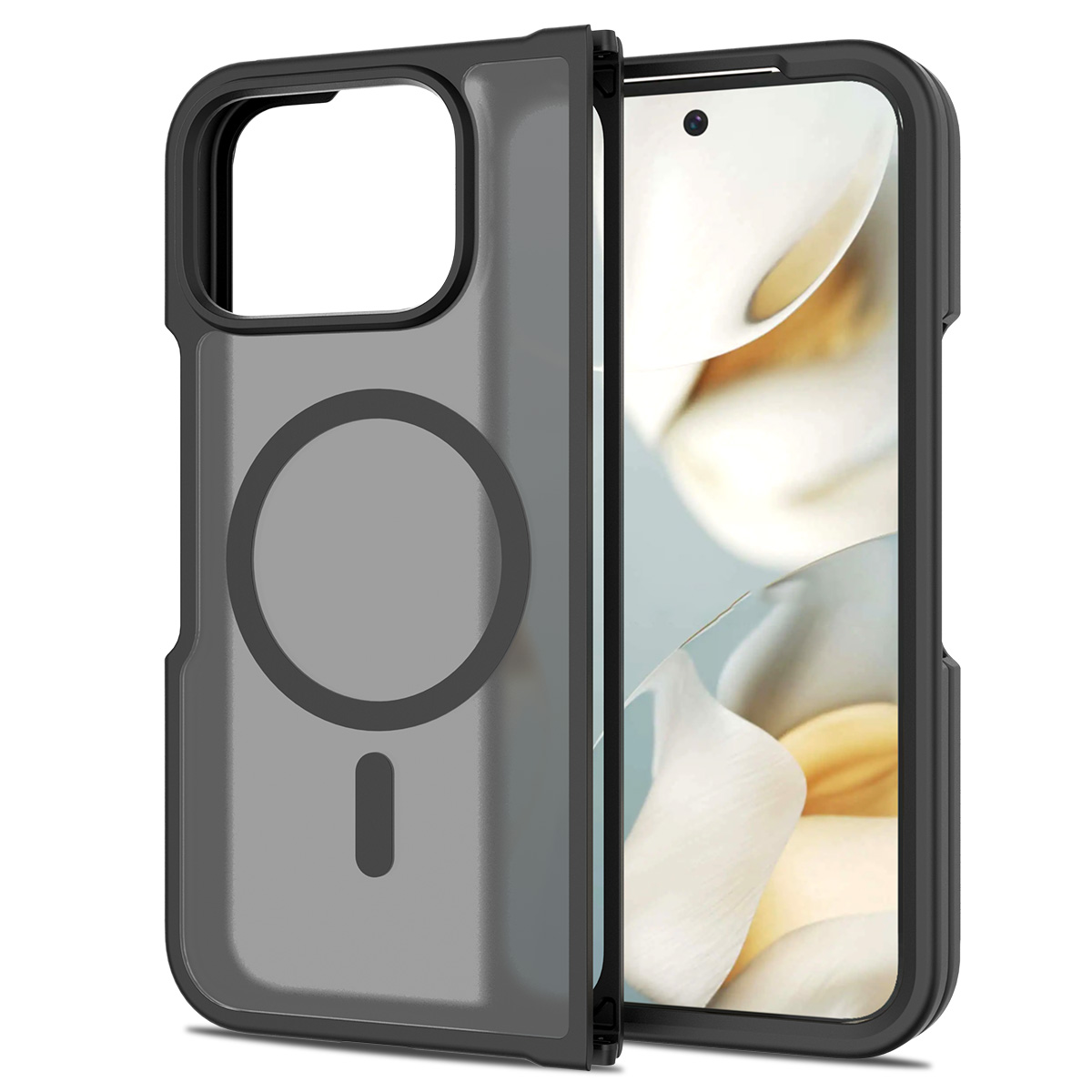 For Google Pixel 10 Pro Fold Magnetic Case TPU Frame Acrylic Back Phone Cover Skin Touch - Black