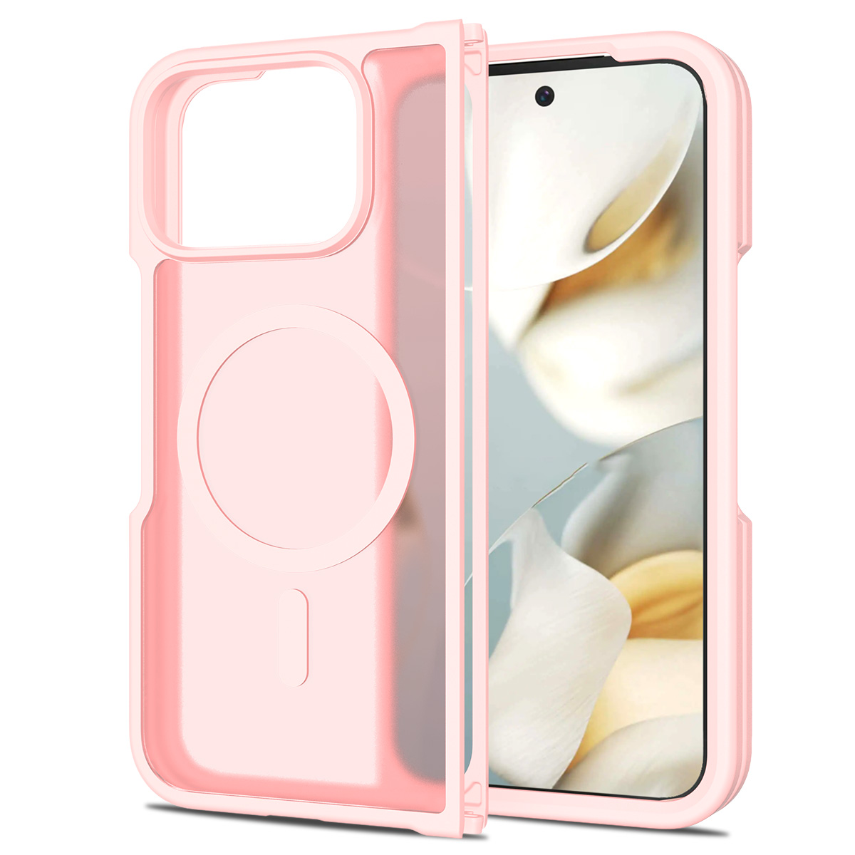For Google Pixel 10 Pro Fold Magnetic Case TPU Frame Acrylic Back Phone Cover Skin Touch - Pink