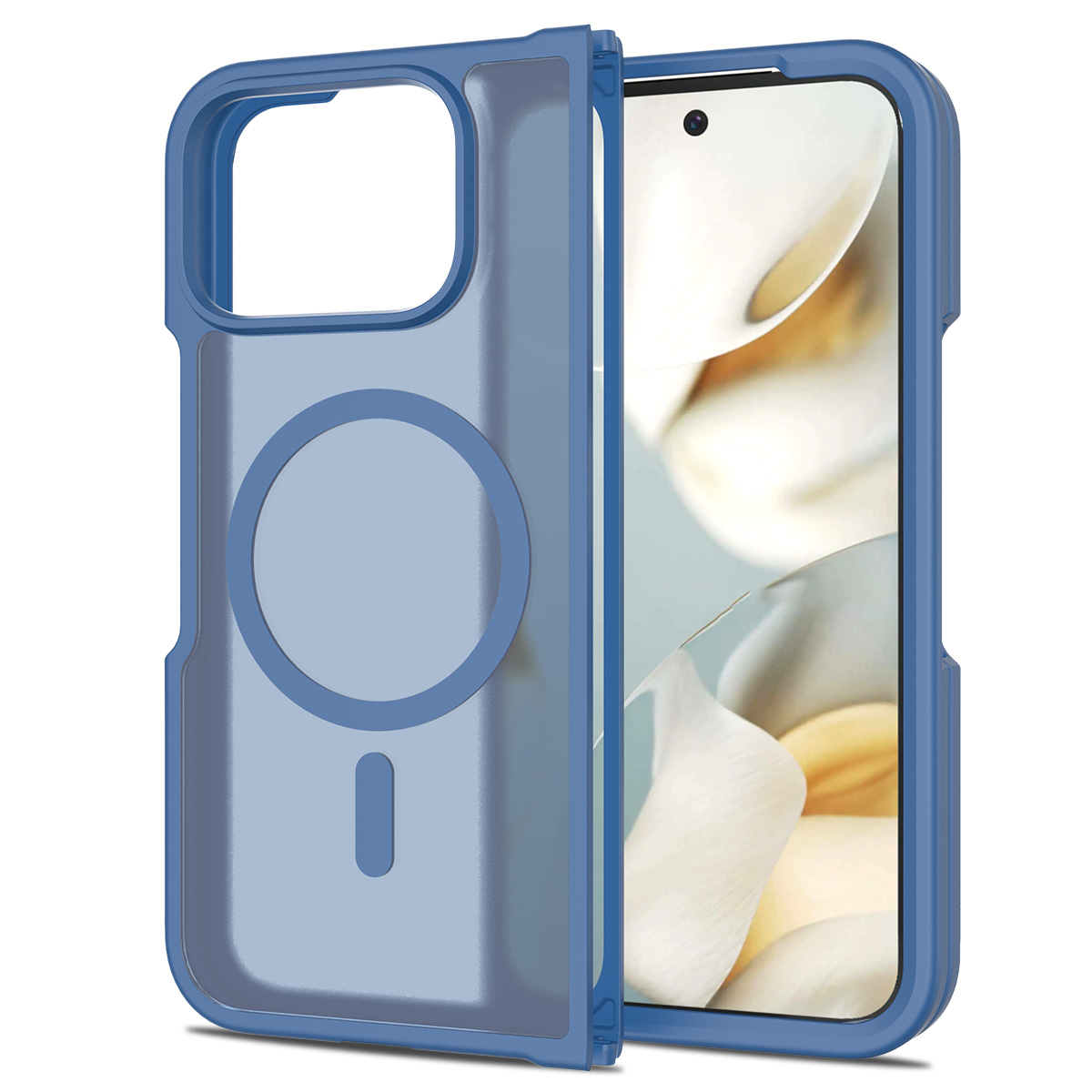 For Google Pixel 10 Pro Fold Magnetic Case TPU Frame Acrylic Back Phone Cover Skin Touch - Blue