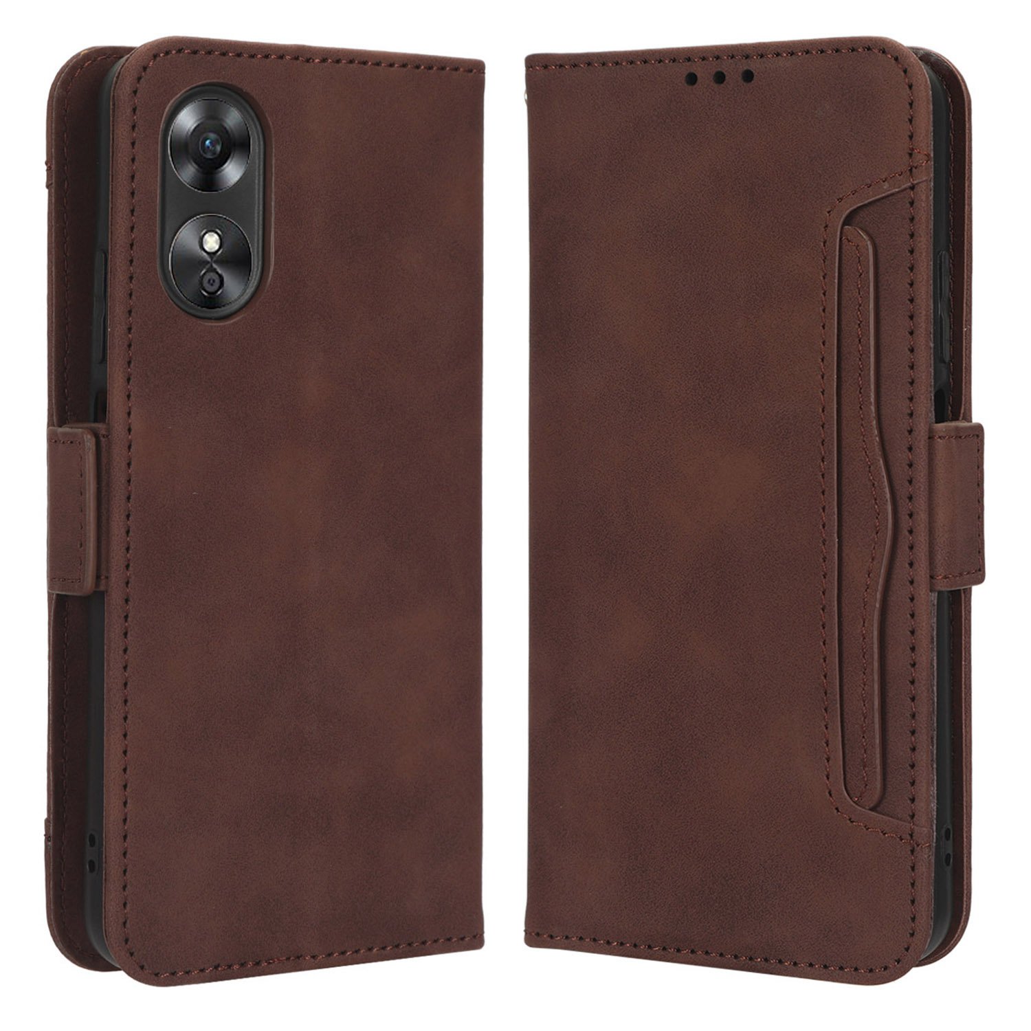 

Mehrere Kartensteckplätze Telefonkoffer Für Oppo A17 4G, PU Leder + TPU -brieftasche Schutzschutzabdeckung - Braun, Oppo A17 4G