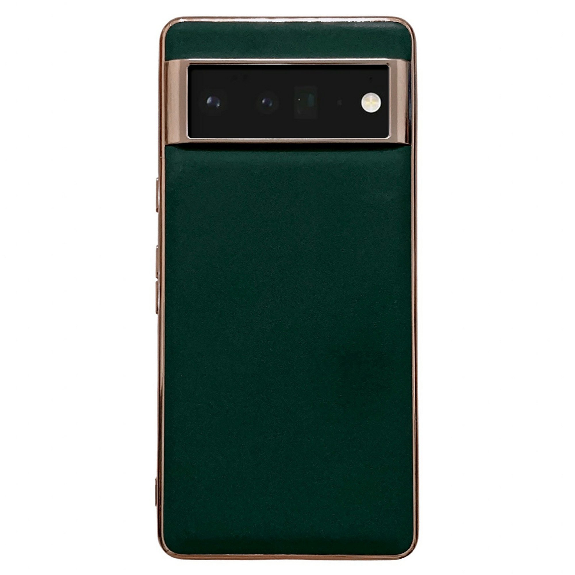 

Silky-serie Für Google Pixel 6 Pro 5G Echtes Leder Beschichtetes TPU Drop-proof Back Case Nano Electroplating Protective Cover - Grün, Google Pixel 6 Pro 5G