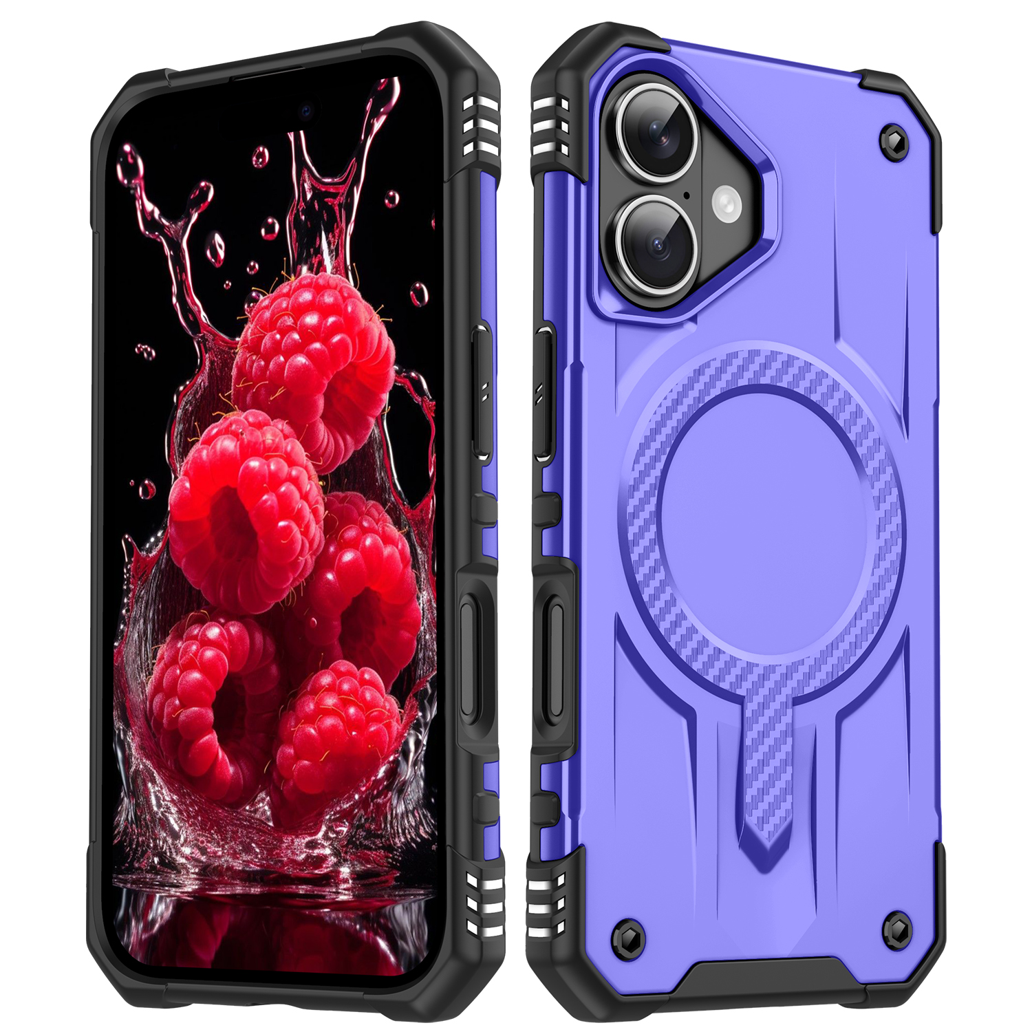 For iPhone 17 Case Compatible with MagSafe Four Corner Airbags PC + TPU Phone Cover - Purple