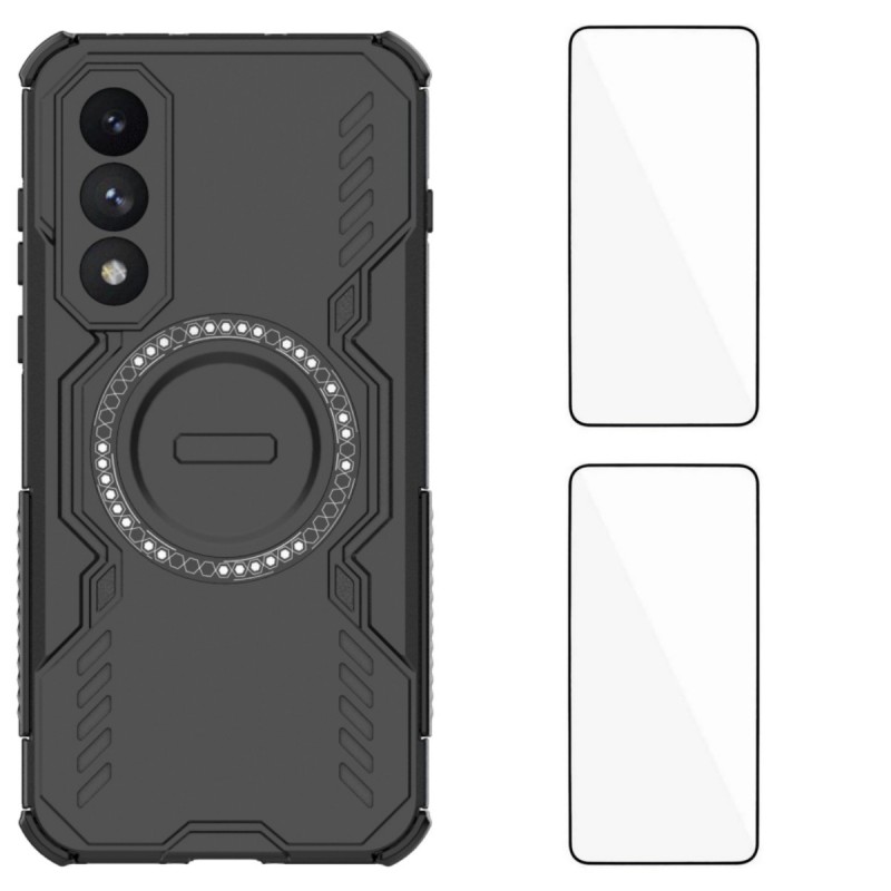 WANLONFENG For OnePlus Nord 5 5G / OnePlus Ace 5 Ultra 5G Magnetic Case  DJ Series PC TPU Phone Cover with 2Pcs Tempered Glass Film - Black