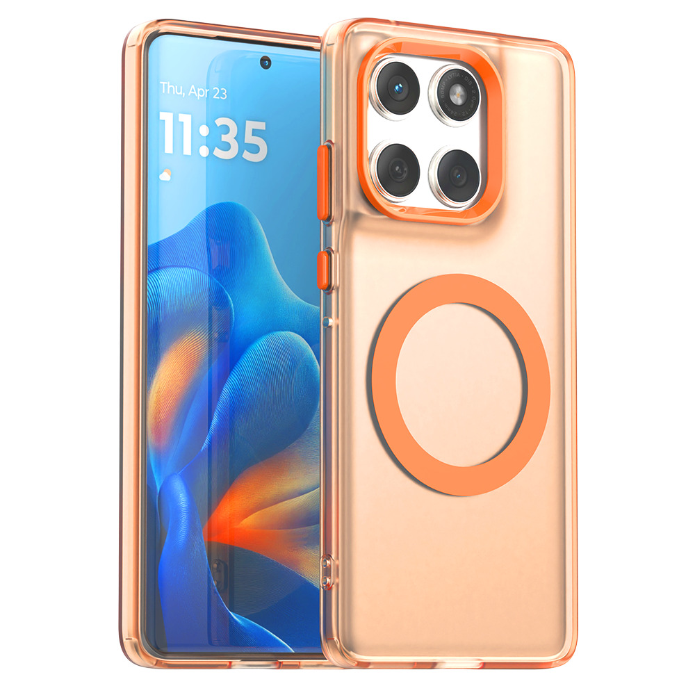 For Motorola Edge 60 Fusion 5G Case Magnetic Case Anti Drop Hybrid Phone Back Cover - Orange