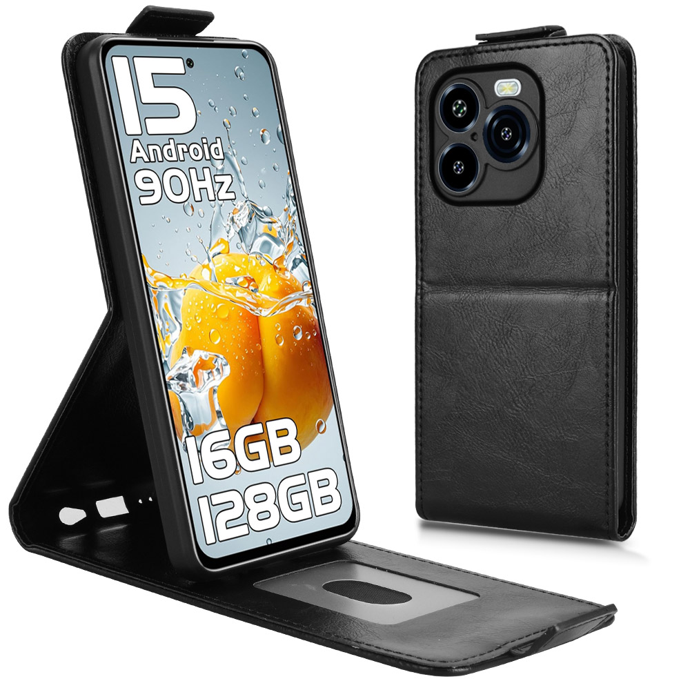 For Oukitel C65 Pro  /  C65 Stand Case Magnetic Clasp Vertical Flip Leather Phone Cover with Card Holder - Black