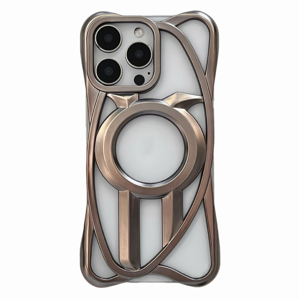 For iPhone 16 Pro Max Matte Case Compatible with MagSafe Frameless Electroplated Hollow Design TPU Phone Cover - Grey