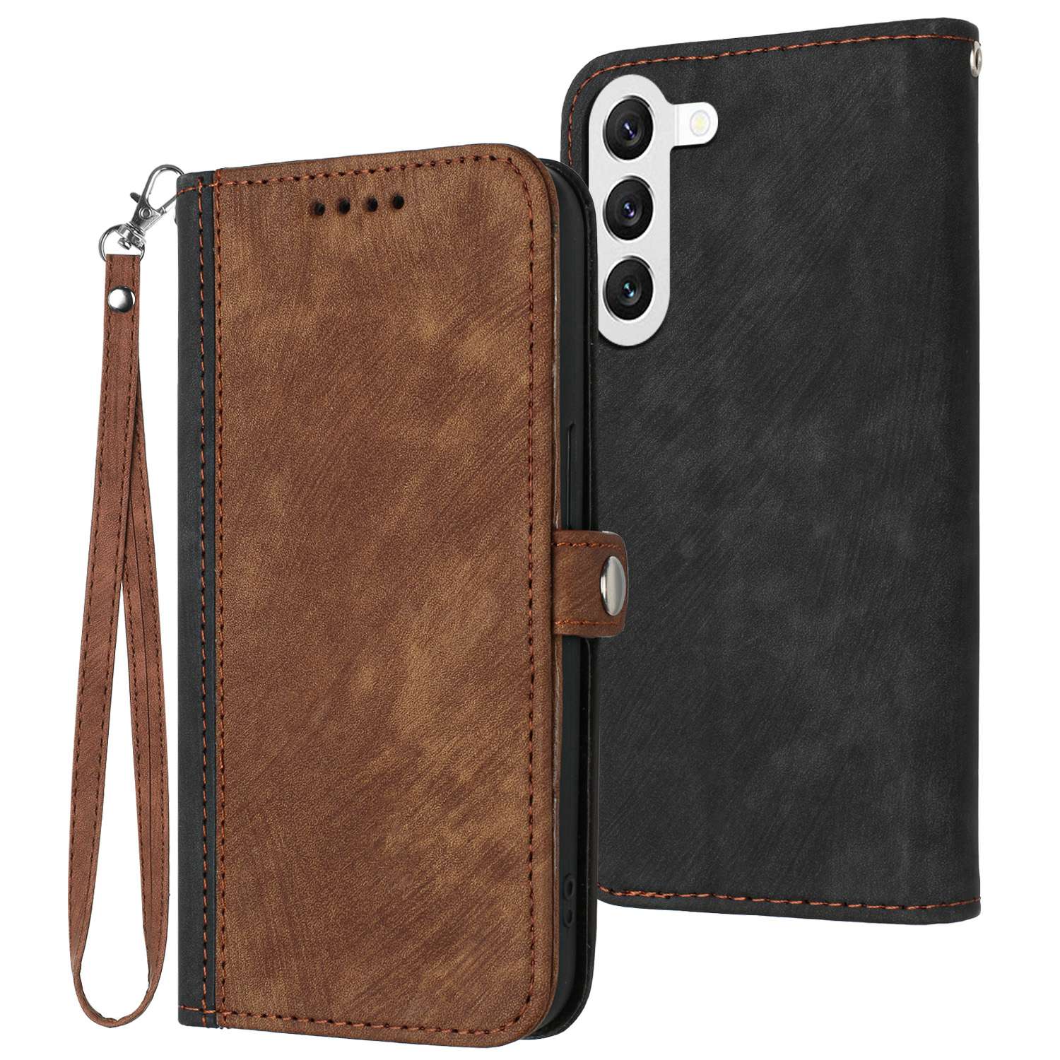 

Для Samsung Galaxy S23 YX0020 Anti-Scratch PU Leather+case Case Dual Magnetic Clasp Swep Show - Коричневый, Galaxy S23