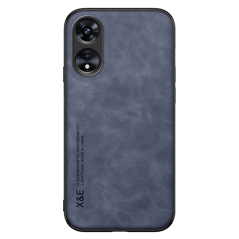 

x & e Skin-touch-telefonhülle Für Oppo A17 4G, Pu-lederbeschichtete Tpu+pc-schutzabdeckung Mit Automontage-metallblatt - Blau, Oppo A17 4G