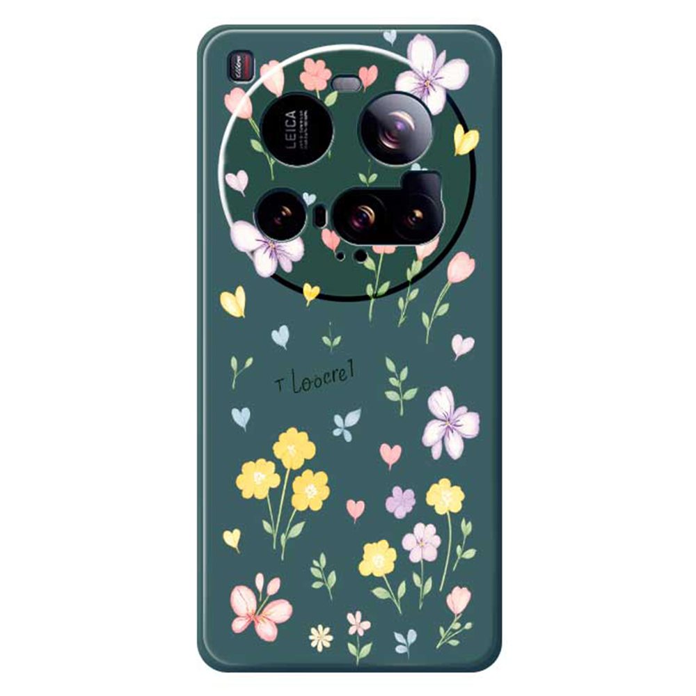 For Xiaomi 15 Ultra Case Small Flowers Pattern Printing Straight Edge TPU Phone Back Cover - Green