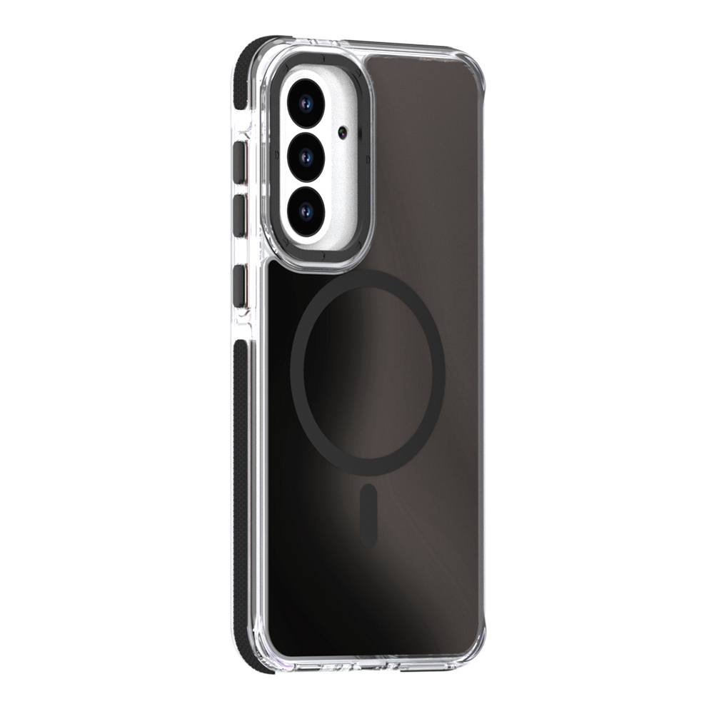 For Samsung Galaxy A55 5G Magnetic Case Cute Fluorescent Design TPU Acrylic Phone Back Cover - Black
