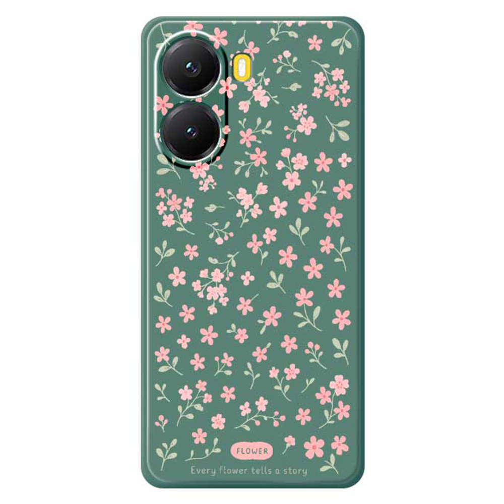 For Xiaomi Redmi Turbo 4 5G  /  Poco X7 Pro 5G Case Pink Small Flowers Pattern Printing Straight Edge TPU Phone Back Cover - Green