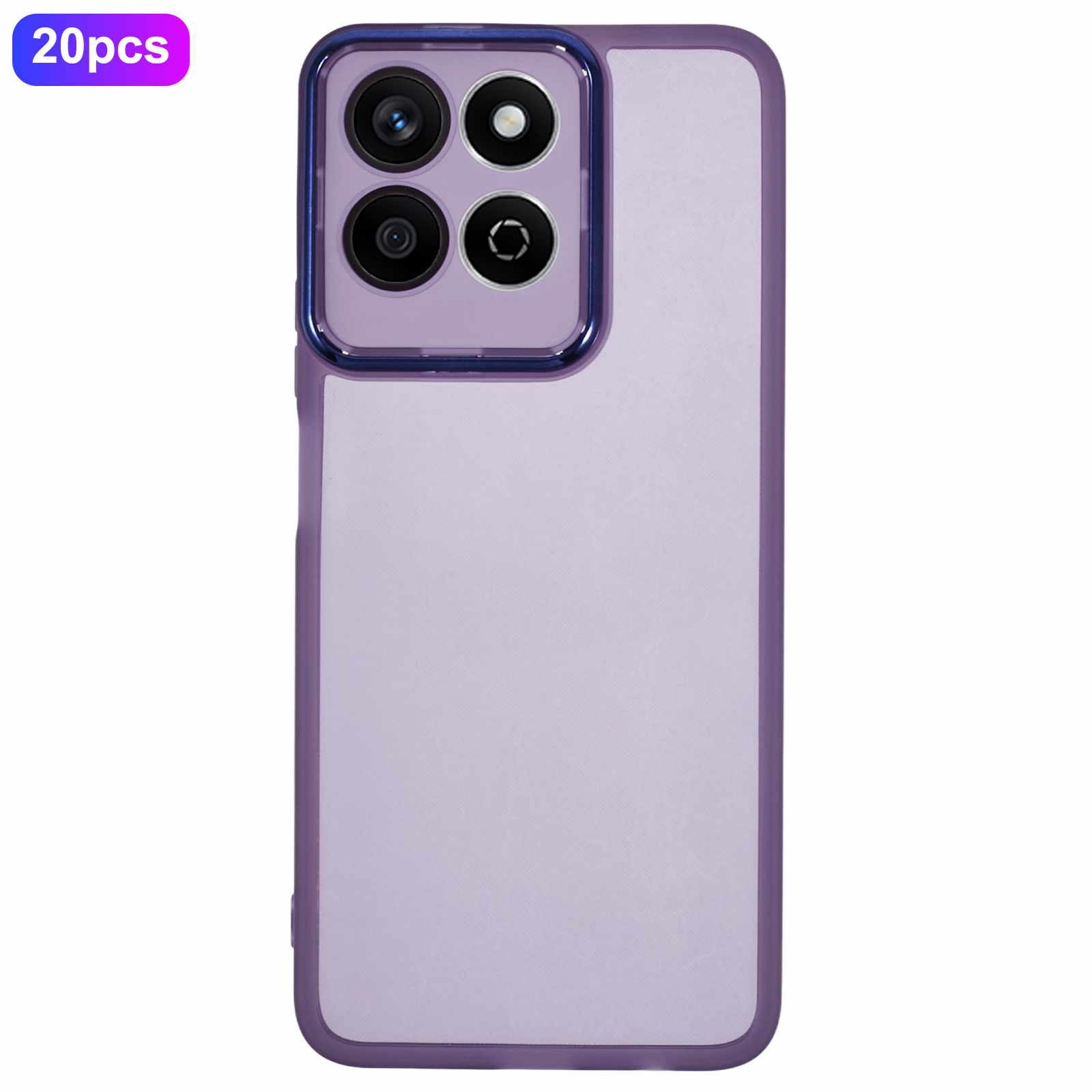 Bulk Purchasing 20Pcs For Honor X7c 5G / X7c 4G / 200 Smart 5G Case Electroplated Camera Frame TPU Phone Cover Precise Cutouts - Transparent Purple