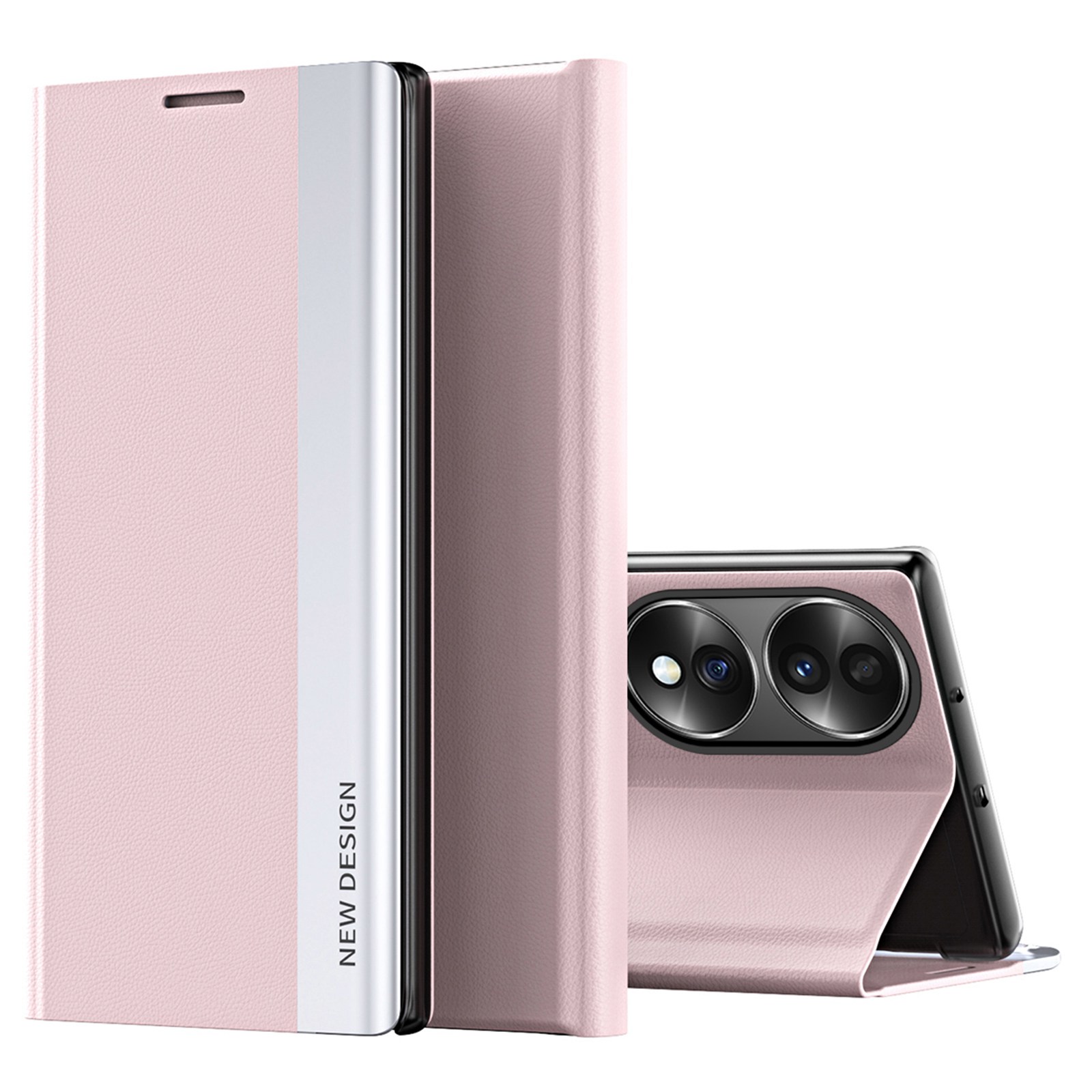 

Für Ehren 70 5G Elektroplierende PU Leder Flip Ständer Cover Auto Adsorption Phone Drop-proof-hülle - Rosa, Honor 70 5G