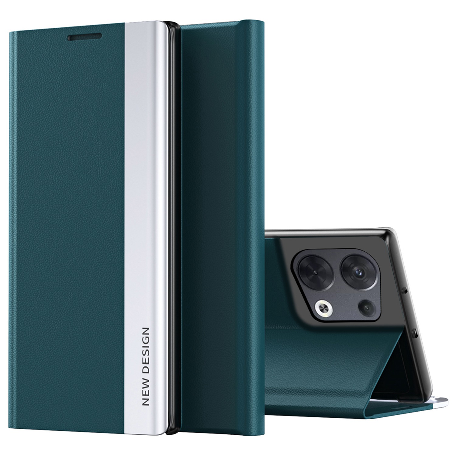 

Für Oppo Reno8 5G (Global Version) PU Leder Flip Ständer Abhängt Ein Fall-sicht-telefonhülle. - Grün, Oppo Reno8 5G (Global Version)