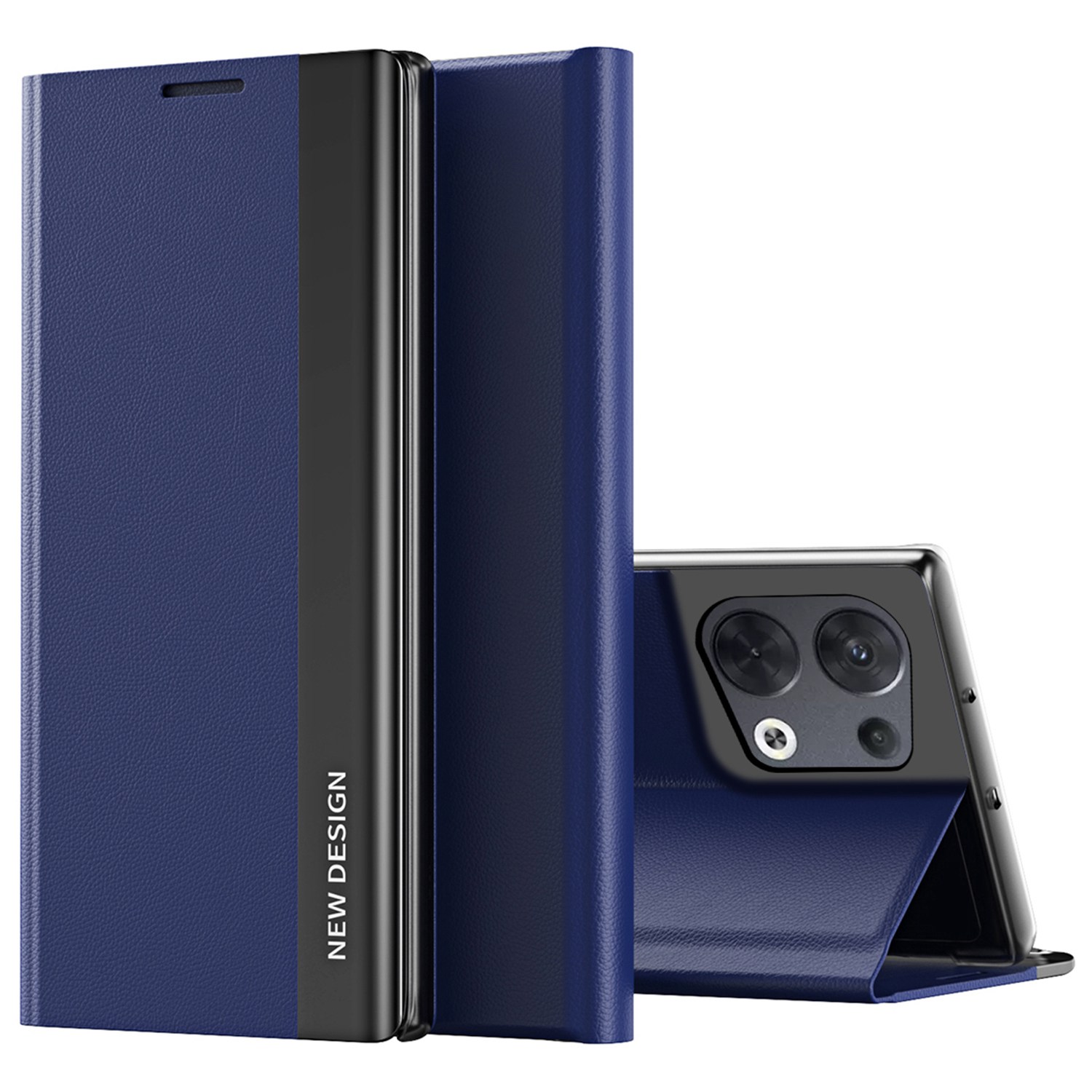 

Für Oppo Reno8 5G (Global Version) PU Leder Flip Ständer Abhängt Ein Fall-sicht-telefonhülle. - Saphir, Oppo Reno8 5G (Global Version)
