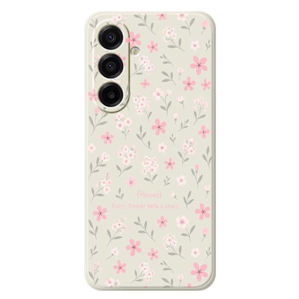 For Samsung Galaxy A17 5G / A17 4G Case Small Flower Pattern Printing Straight Edge TPU Phone Back Cover - Beige