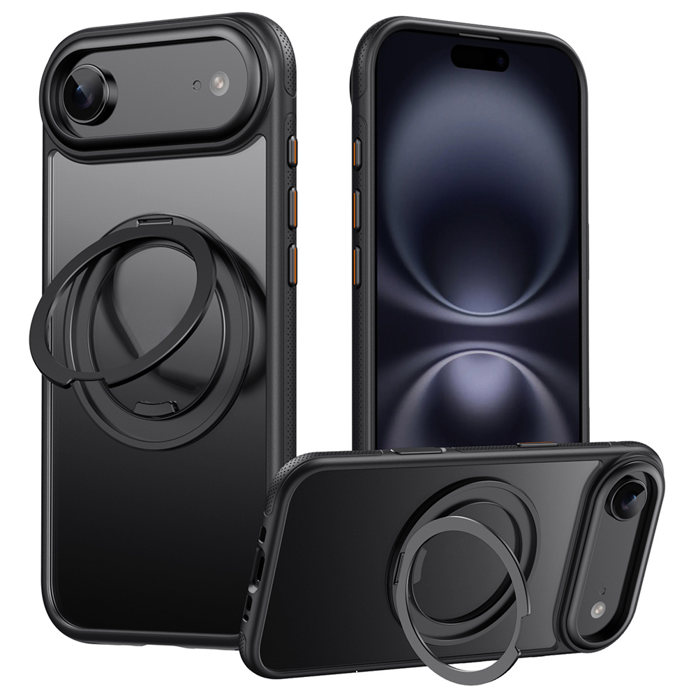 For iPhone Air Case Compatible with MagSafe Kickstand TPU PC Phone Back Cover - Black