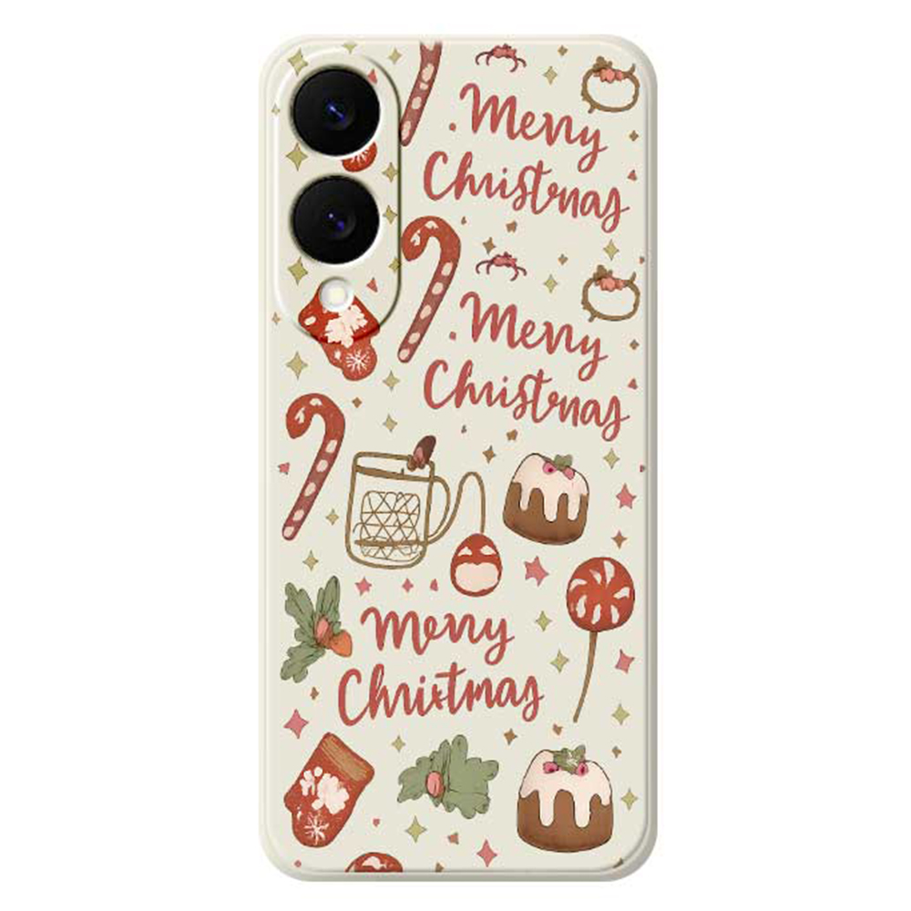 For Samsung Galaxy S25 Edge Case Merry Christmas Pattern Printing Straight Edge TPU Phone Back Cover - Beige