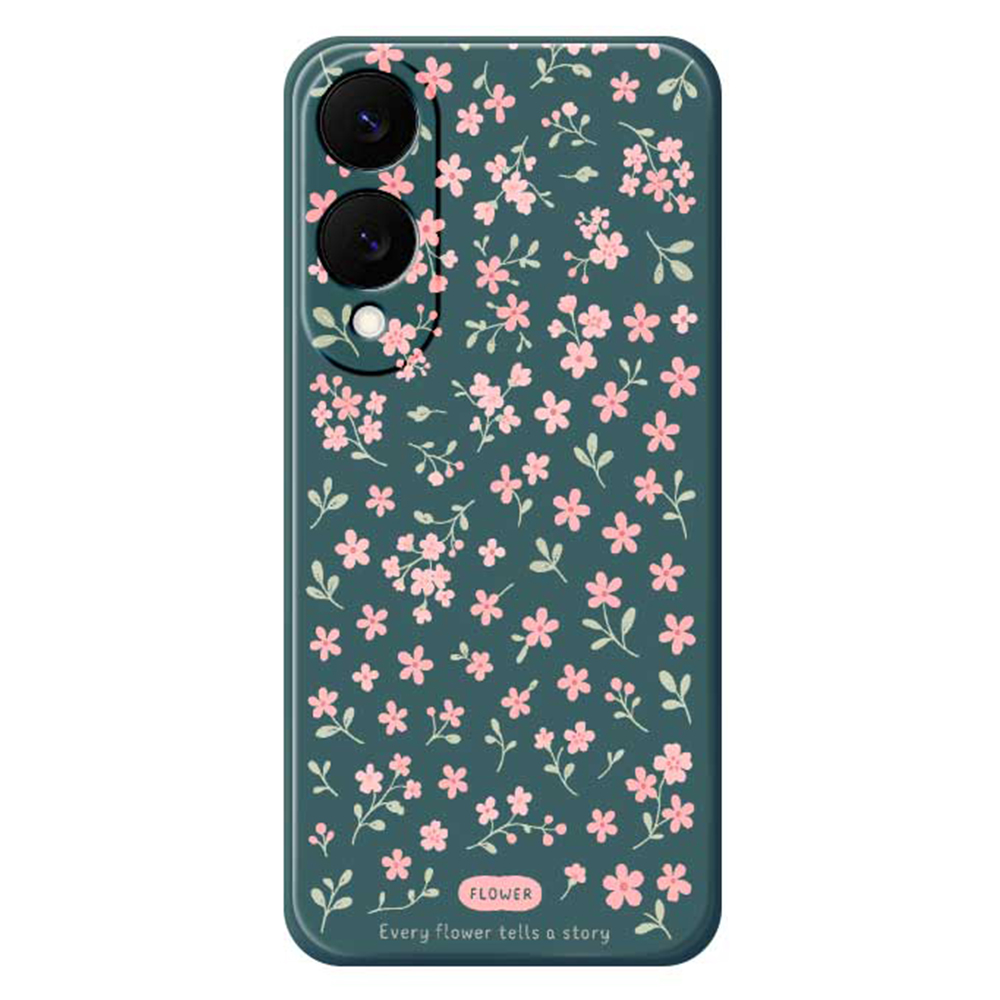 For Samsung Galaxy S25 Edge Case Pink Small Flowers Pattern Printing Straight Edge TPU Phone Back Cover - Green