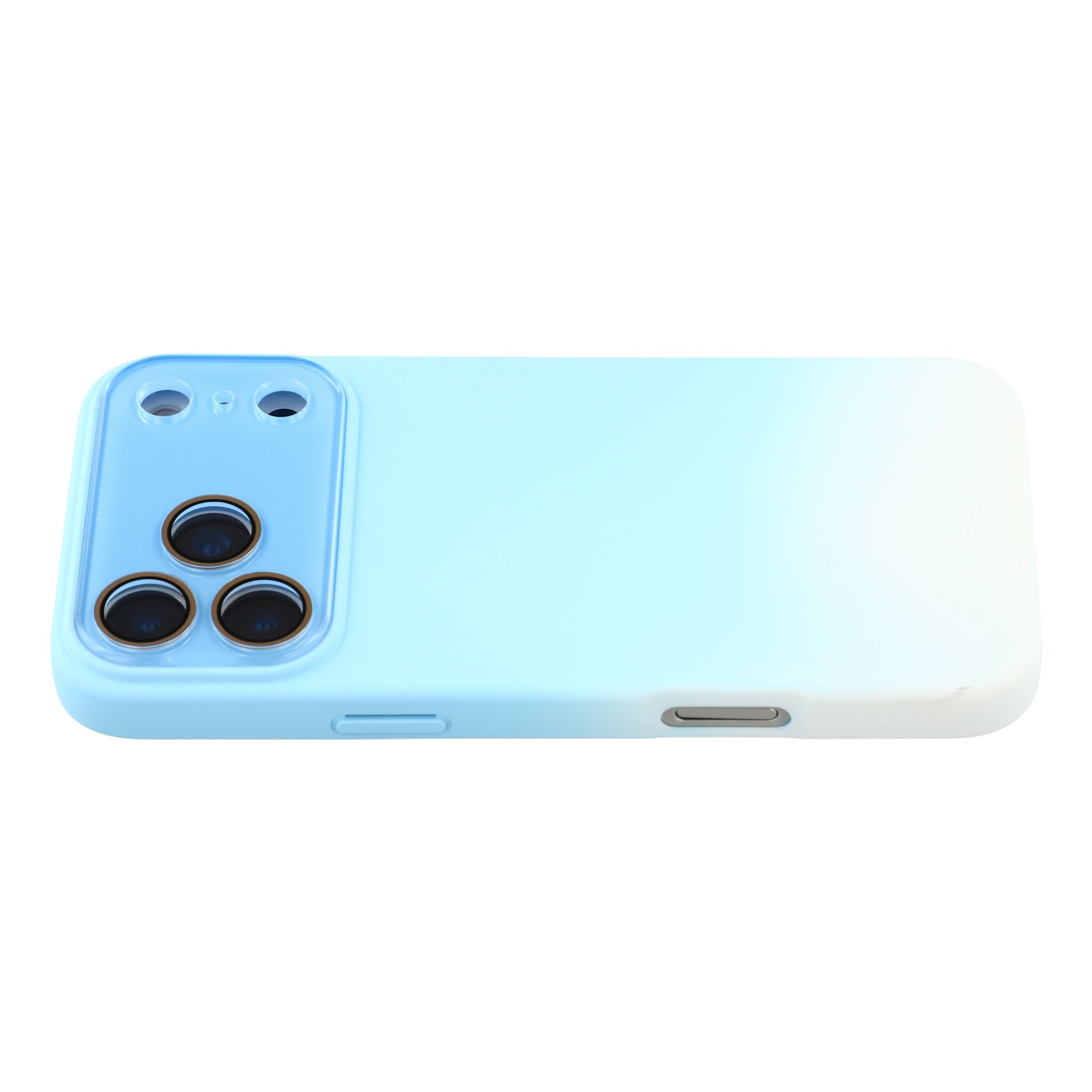 For iPhone 17 Pro Max Case Dual-Color Gradient TPU + Fiber Lining Phone Cover with Lens Protector - Blue Gradient