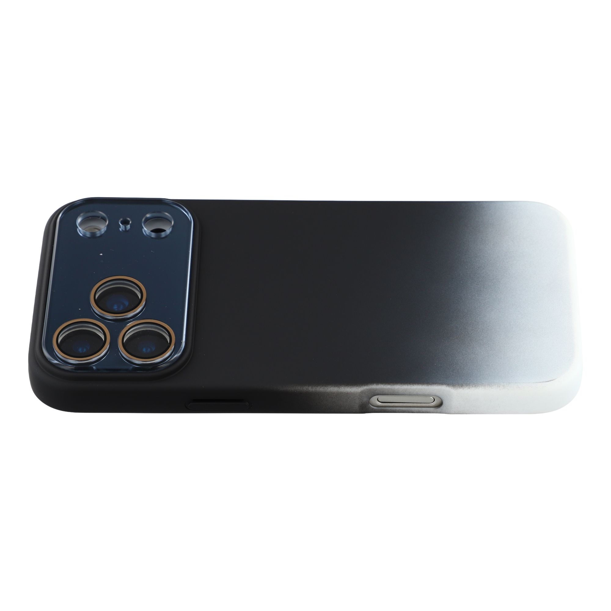 For iPhone 17 Pro Case Dual-Color Gradient TPU + Fiber Lining Phone Cover with Lens Protector - Black Gradient