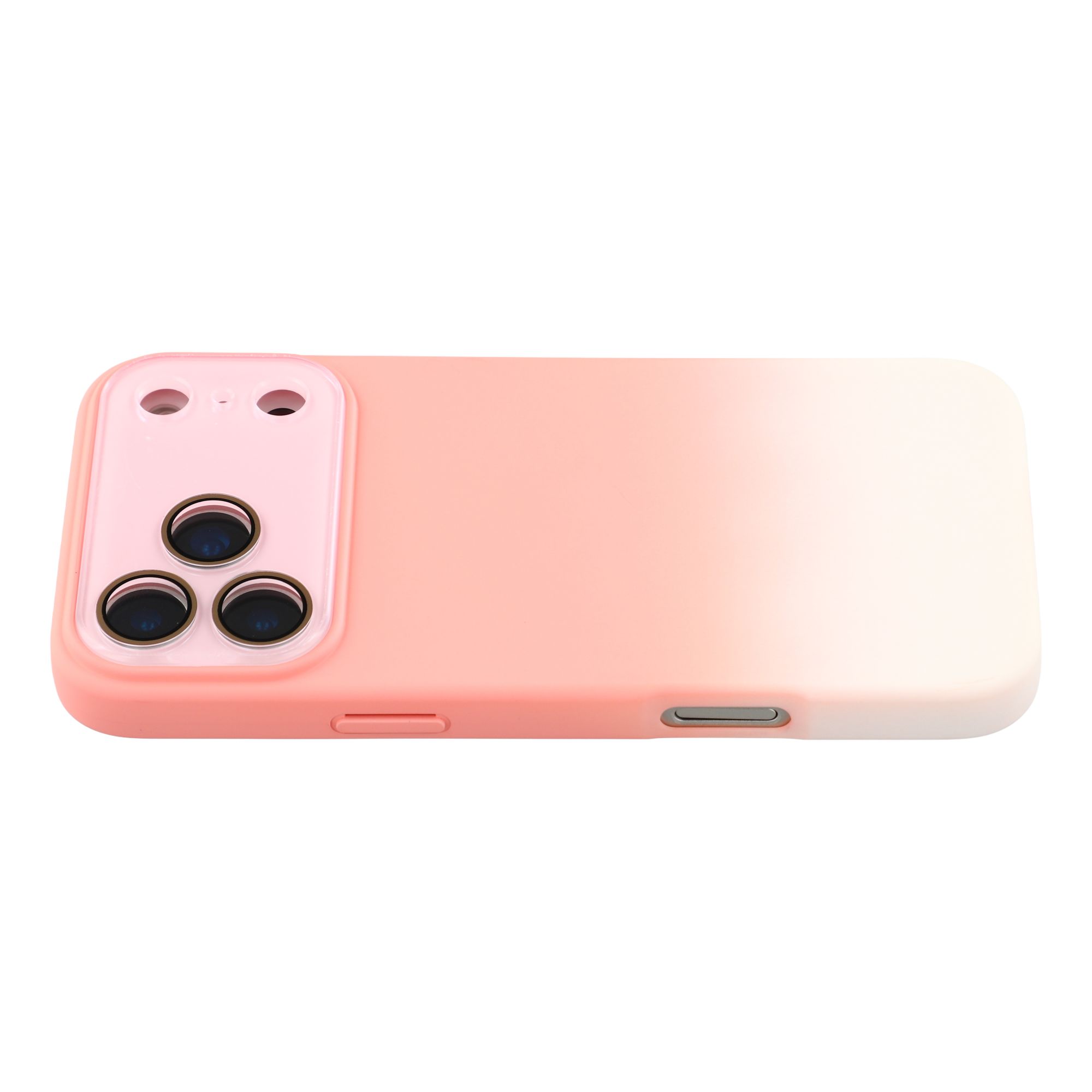 For iPhone 17 Pro Case Dual-Color Gradient TPU + Fiber Lining Phone Cover with Lens Protector - Orange Gradient
