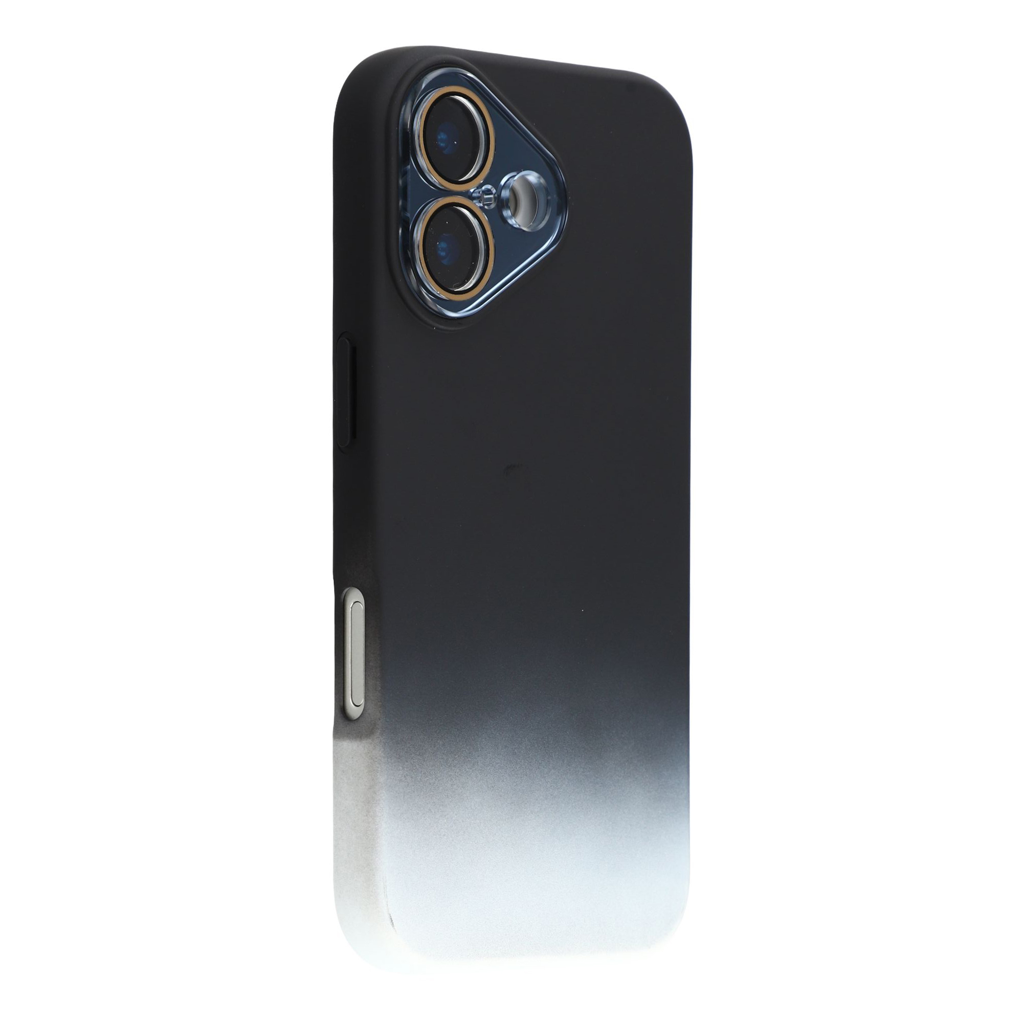 For iPhone 17 Case Dual-Color Gradient TPU + Fiber Lining Phone Cover with Lens Protector - Black Gradient