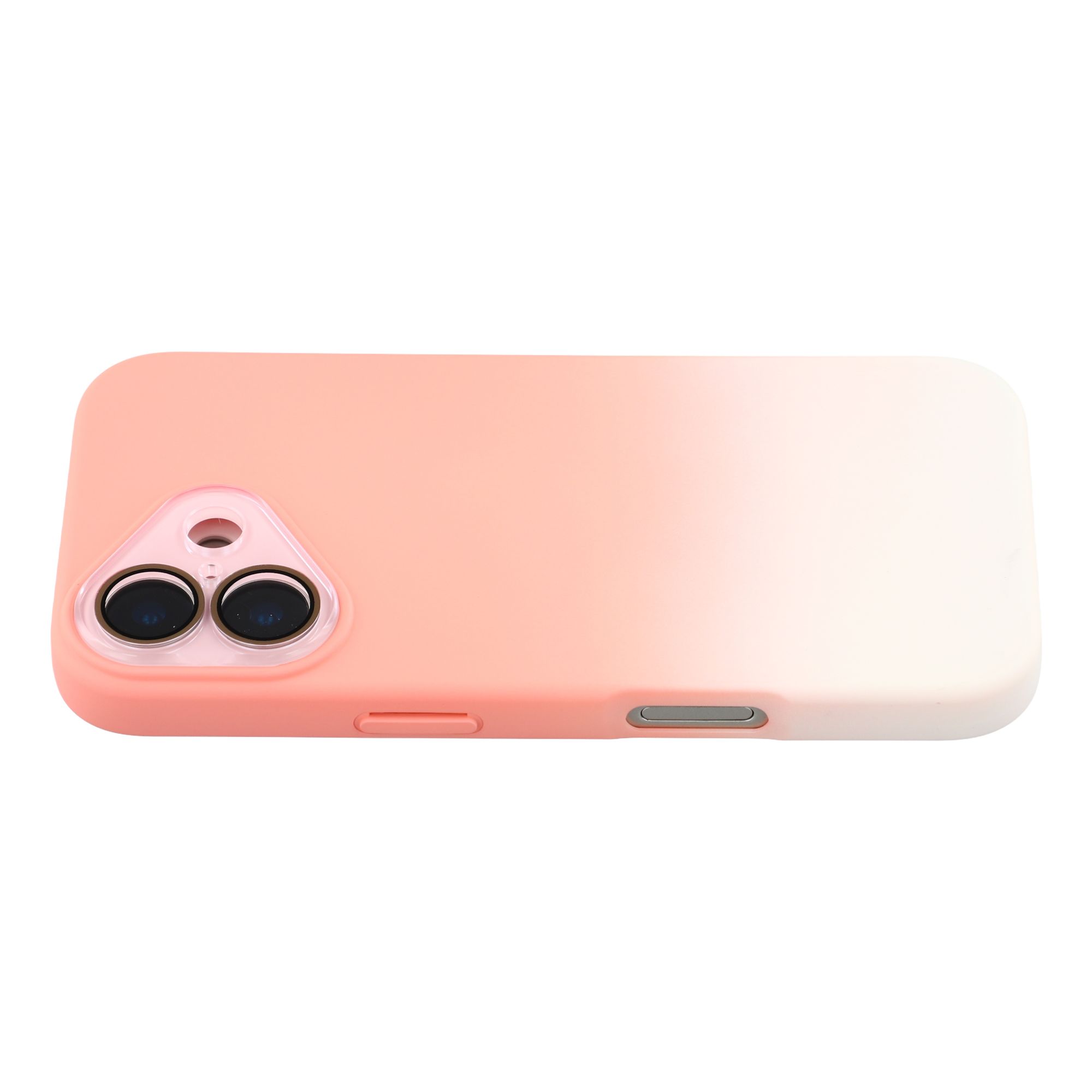 For iPhone 17 Case Dual-Color Gradient TPU + Fiber Lining Phone Cover with Lens Protector - Orange Gradient