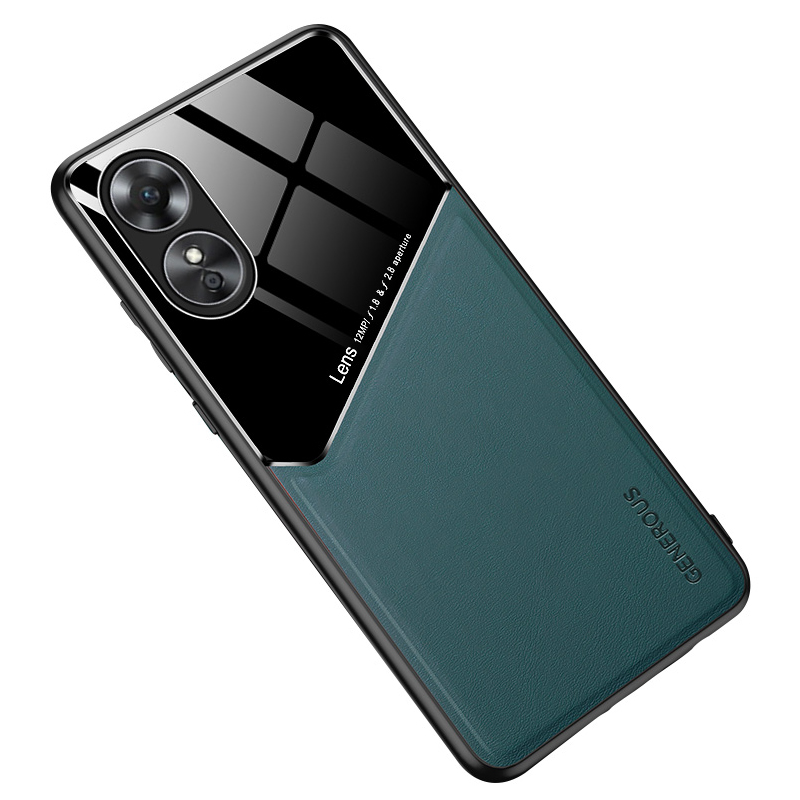 

Für Oppo A17 4G TPU + PC + Strukturierte Pu-lederbeschichtung Schutzhülle Drop-proof-telefonabdeckungsunterstützung Magnetic Car Mount - Grün, Oppo A17 4G