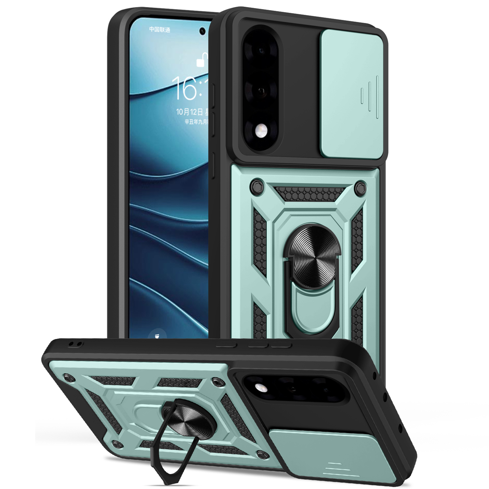 AMORUS For OnePlus Nord 5 5G / Ace 5 Ultra 5 5G Case Kickstand PC + TPU Phone Cover with Camera Lens Slider - Green