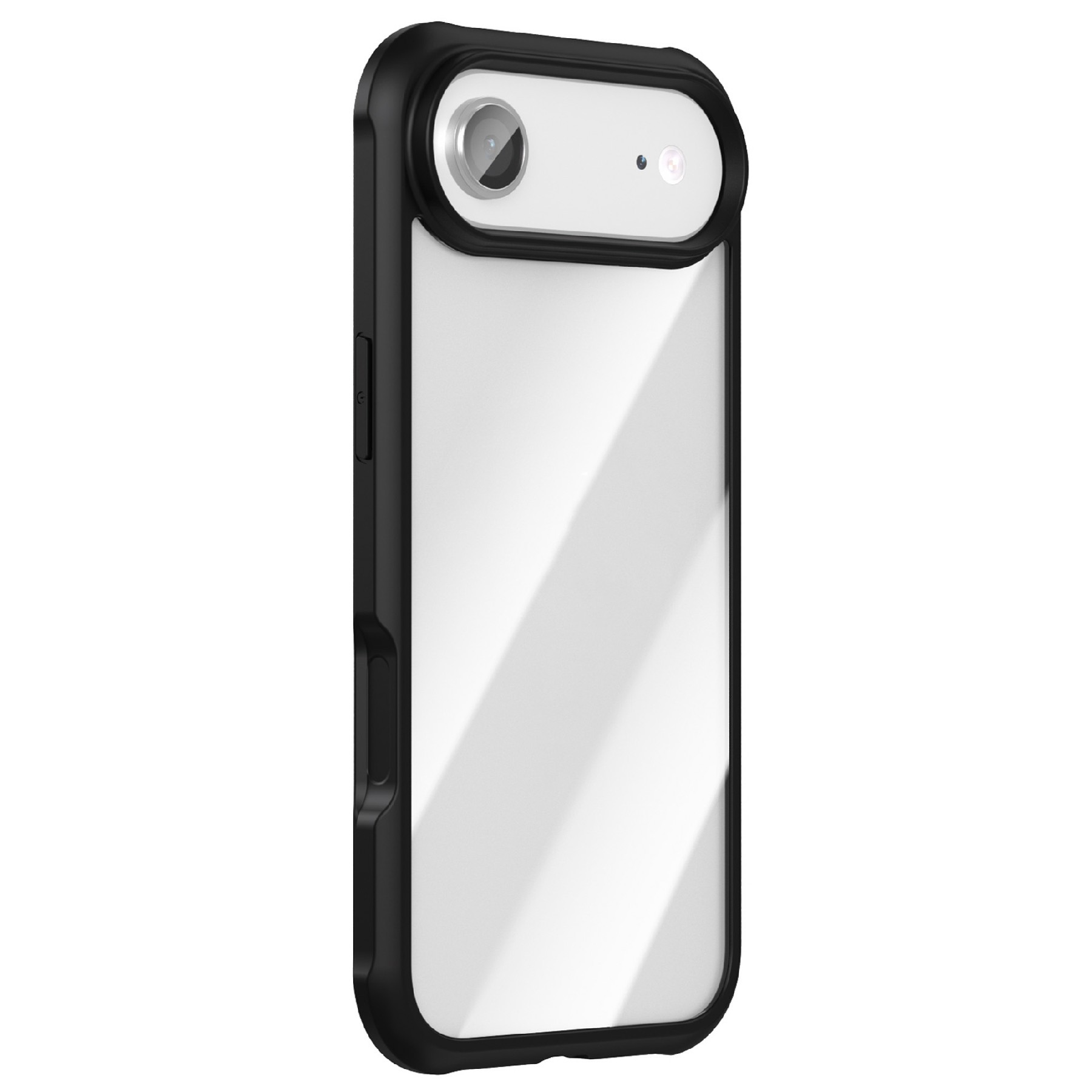 For iPhone Air Case Double-Sided Tempered Glass + Silicone + TPU Phone Cover - Black
