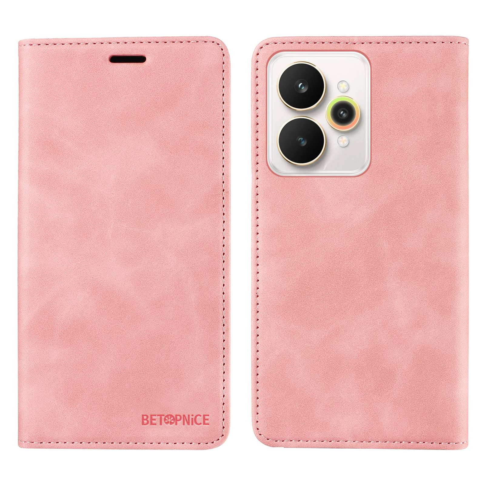 BETOPNICE For Realme 15 Pro 5G / Realme 15 5G Case  Magnetic Closure RFID Blocking Wallet Stand Leather Phone Cover - Pink