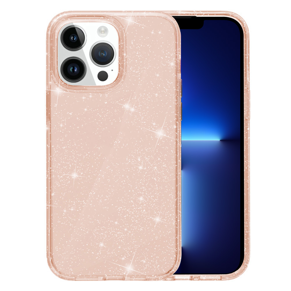 AMORUS For iPhone 13 Pro Max Case Soft TPU Hard PC Back Shockproof Phone Cover - Glitter Gold