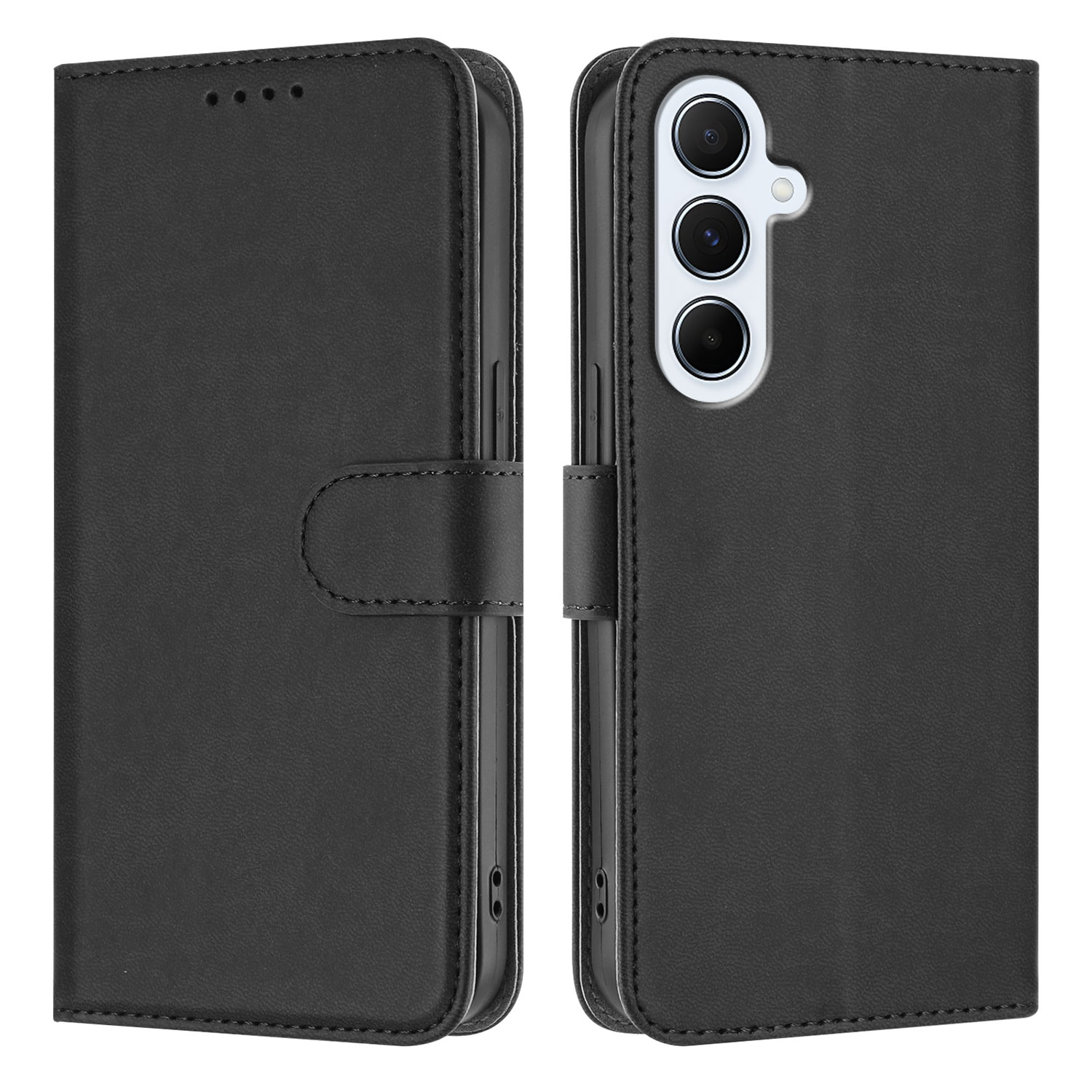 For Samsung Galaxy A36 5G / Galaxy A56 5G Leather Case Solid Color Phone Cover with Wallet - Black