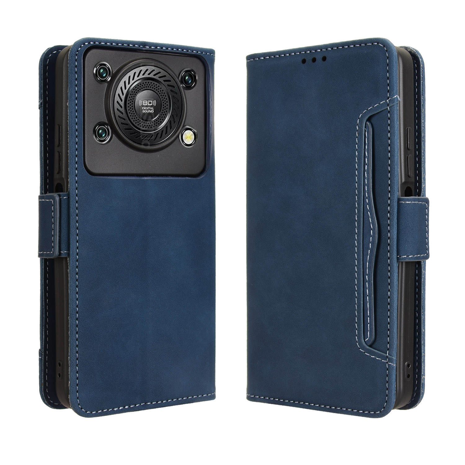 For Oukitel C60 Pro / Oukitel C60 Leather Case Phone Wallet Cover with Multiple Card Slots - Blue